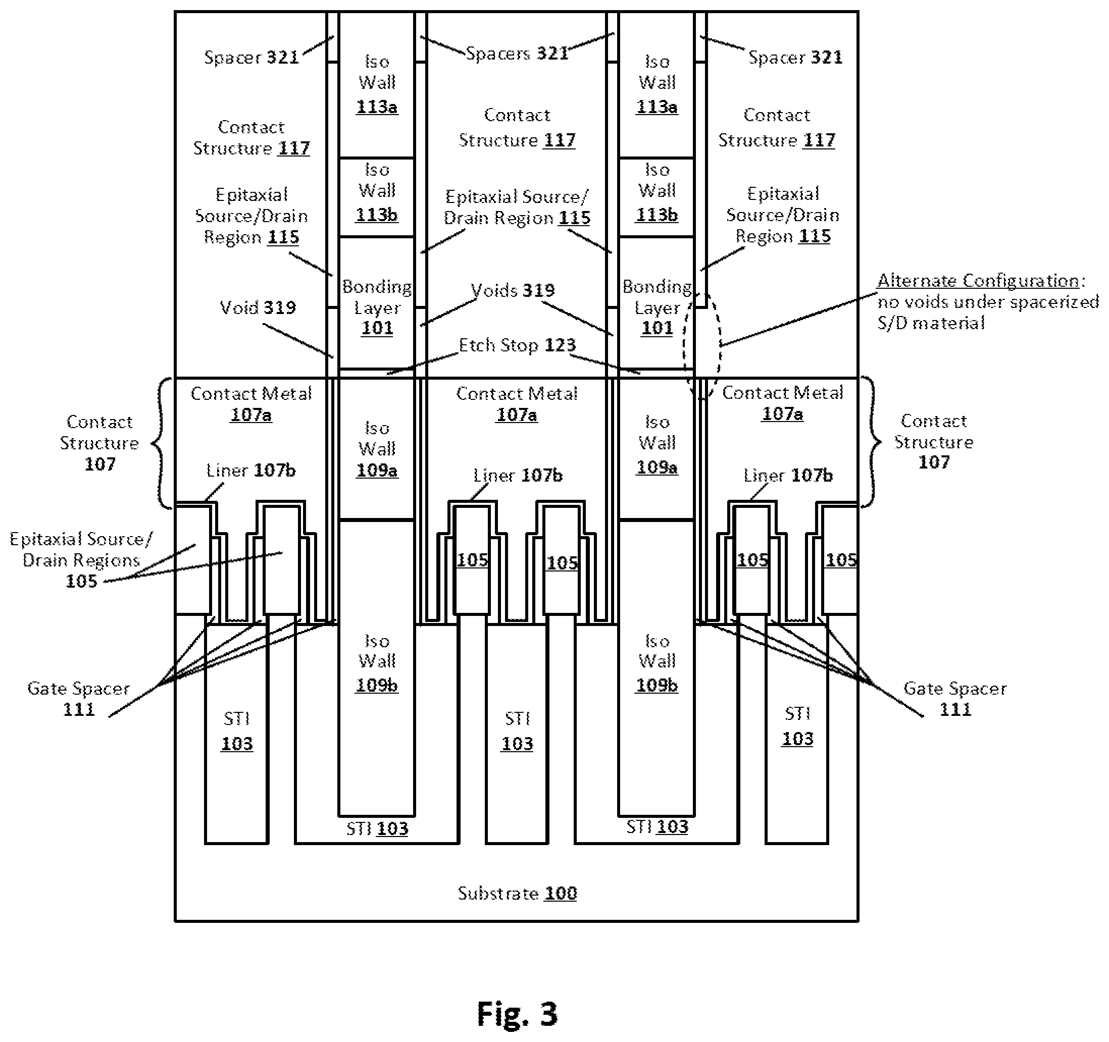 Patent US12107085 Figure 6 – Interconnect techniques for electrically connecting source/drain regions of stacked transistors
