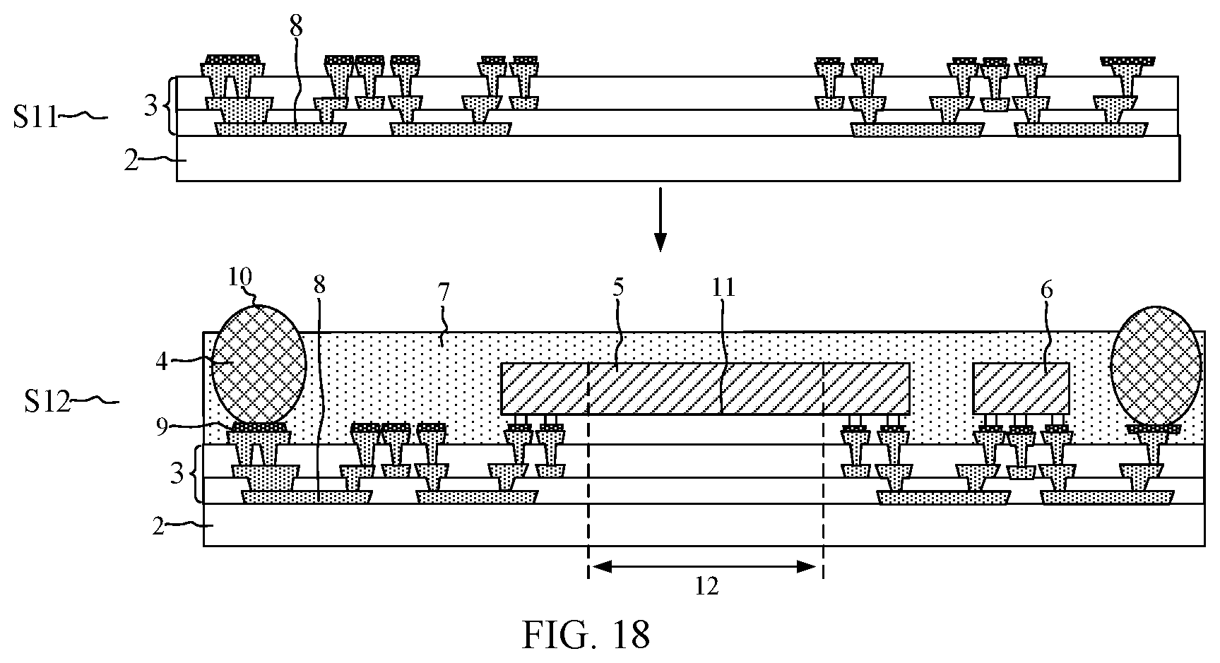 Patent US12107101 Figure 8 – Package structure, packaging method, camera module, and electronic equipment