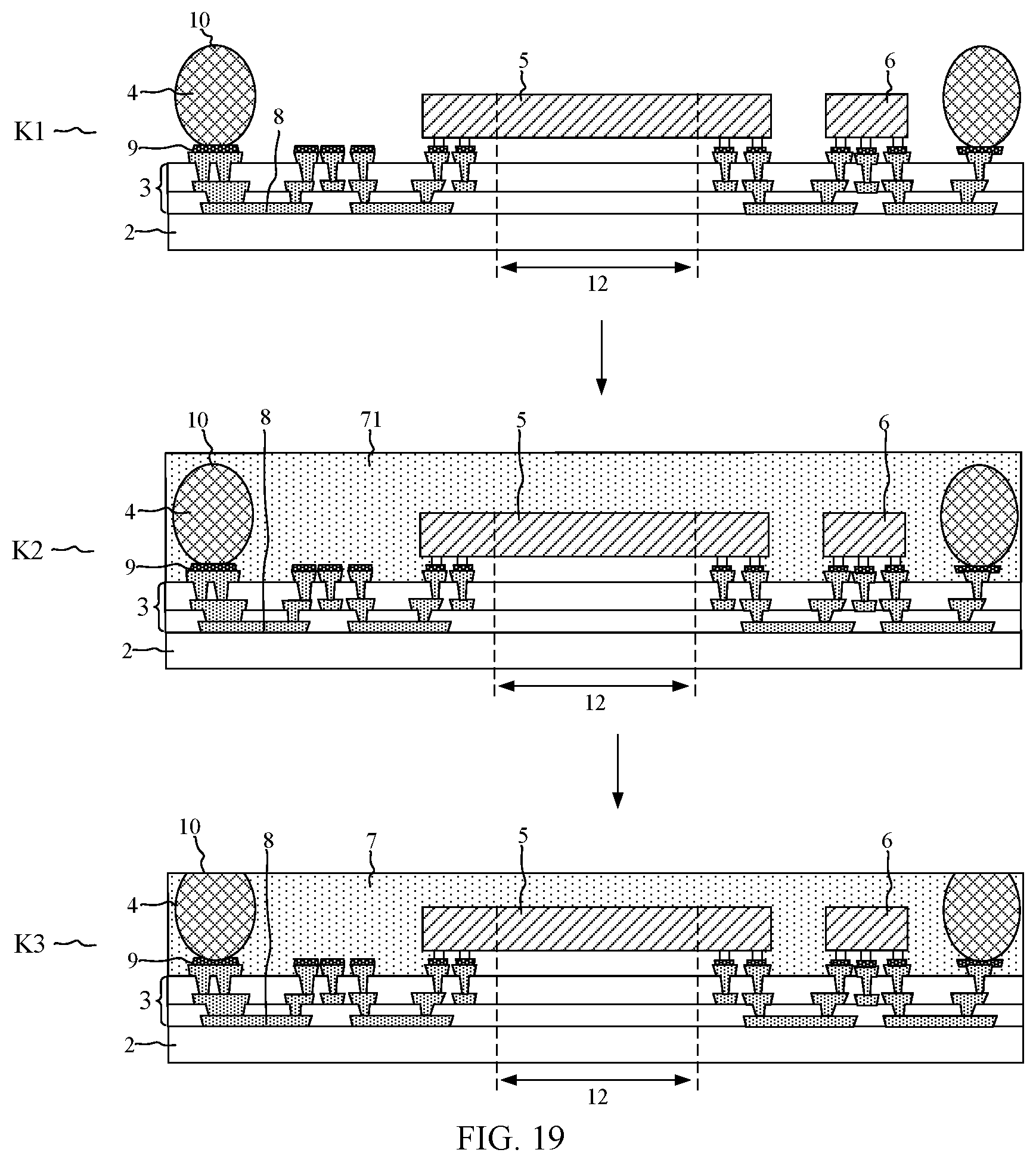 Patent US12107101 Figure 9 – Package structure, packaging method, camera module, and electronic equipment