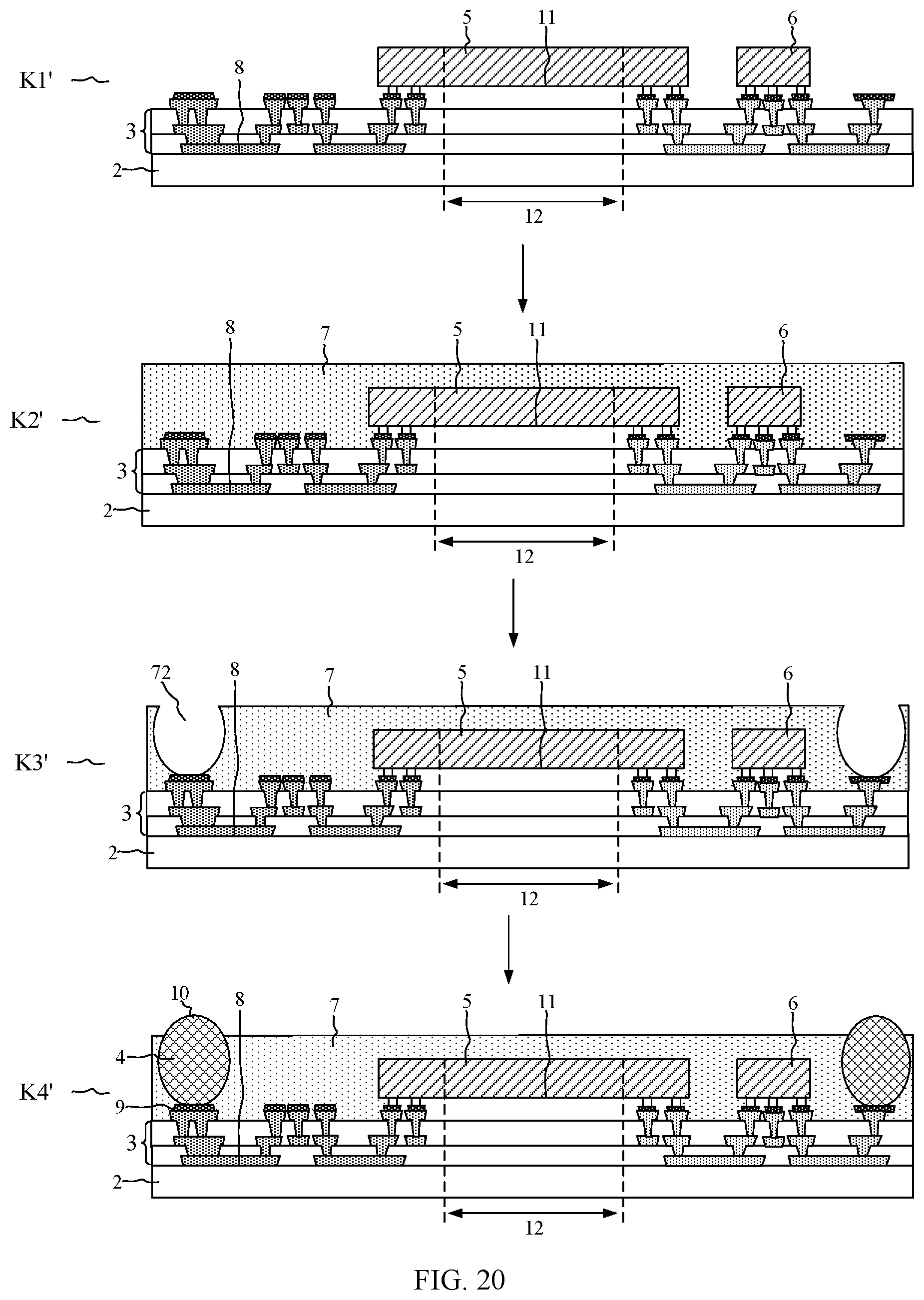 Patent US12107101 Figure 10 – Package structure, packaging method, camera module, and electronic equipment