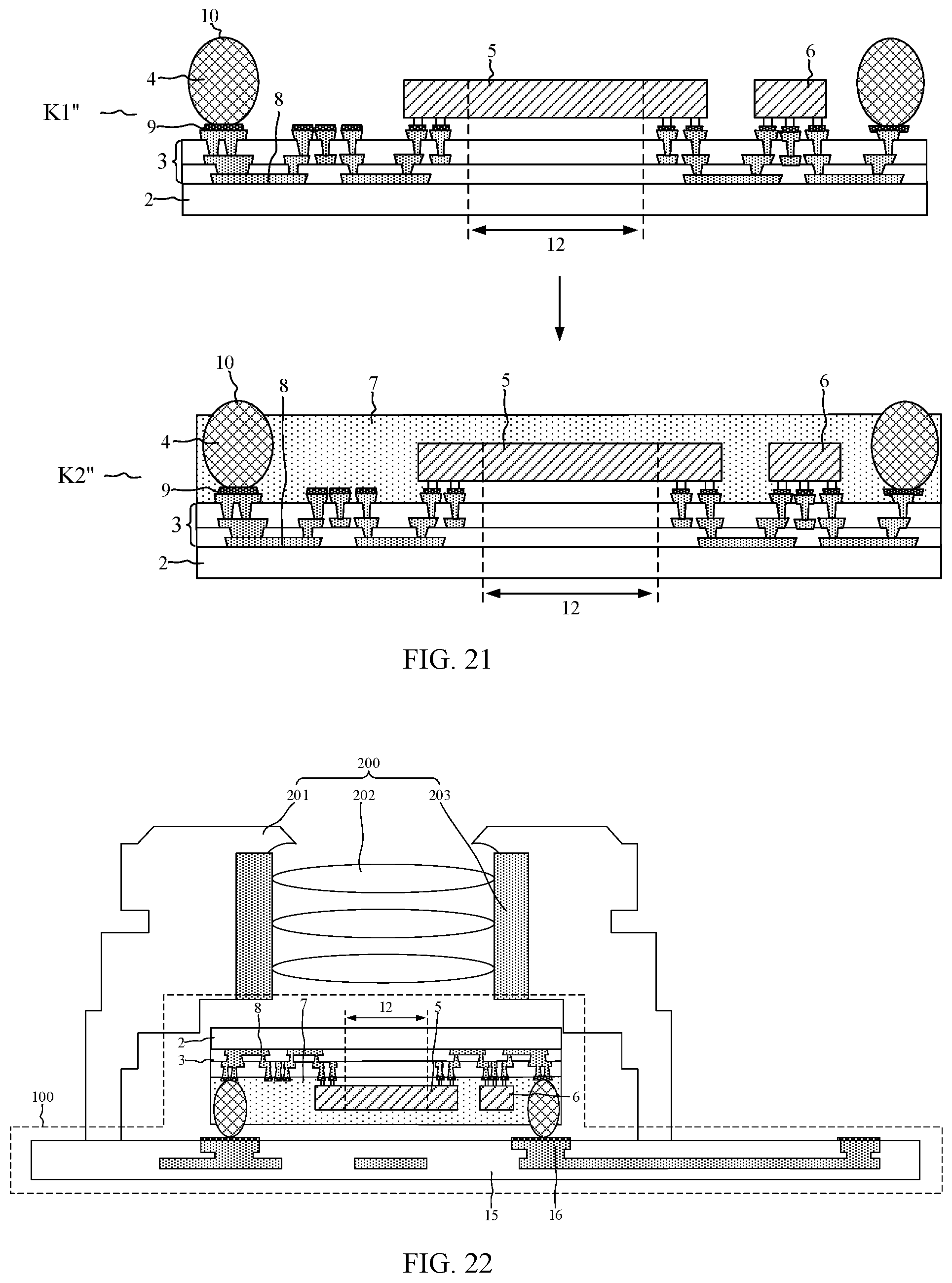 Patent US12107101 Figure 11 – Package structure, packaging method, camera module, and electronic equipment