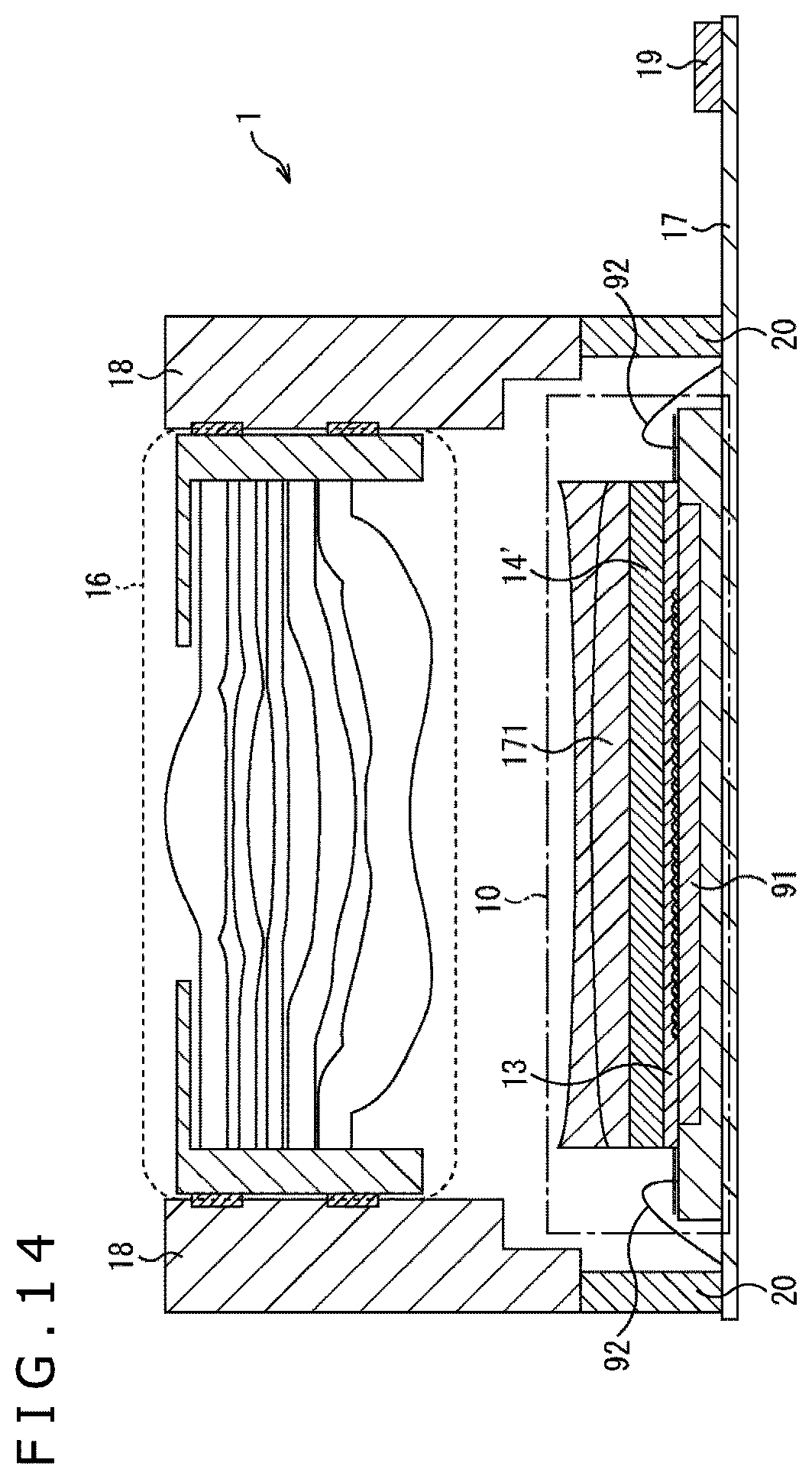 Patent US12107103 Figure 14 – Imaging apparatus and electronic equipment for peeling off prevention in lens
