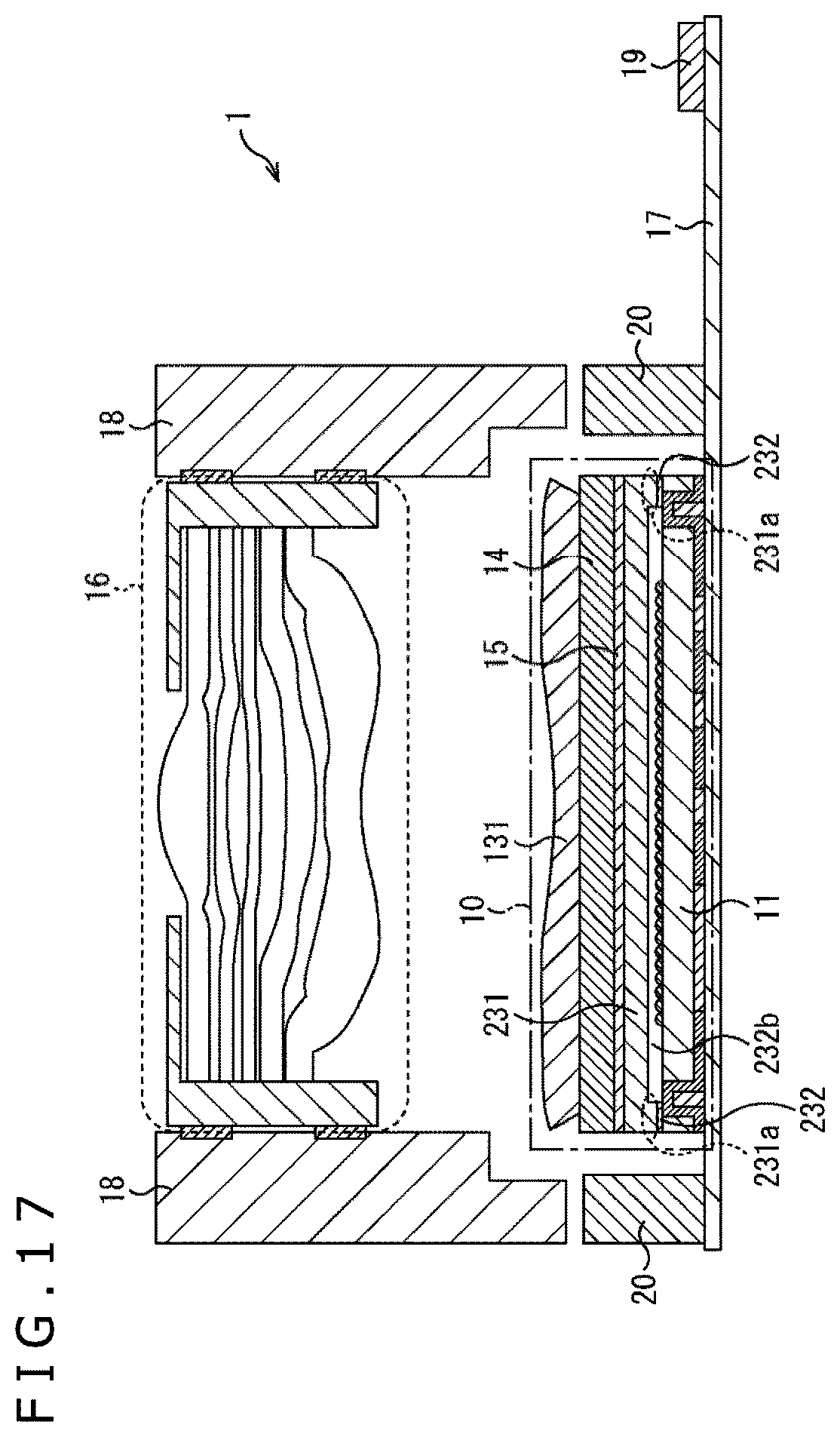 Patent US12107103 Figure 17 – Imaging apparatus and electronic equipment for peeling off prevention in lens