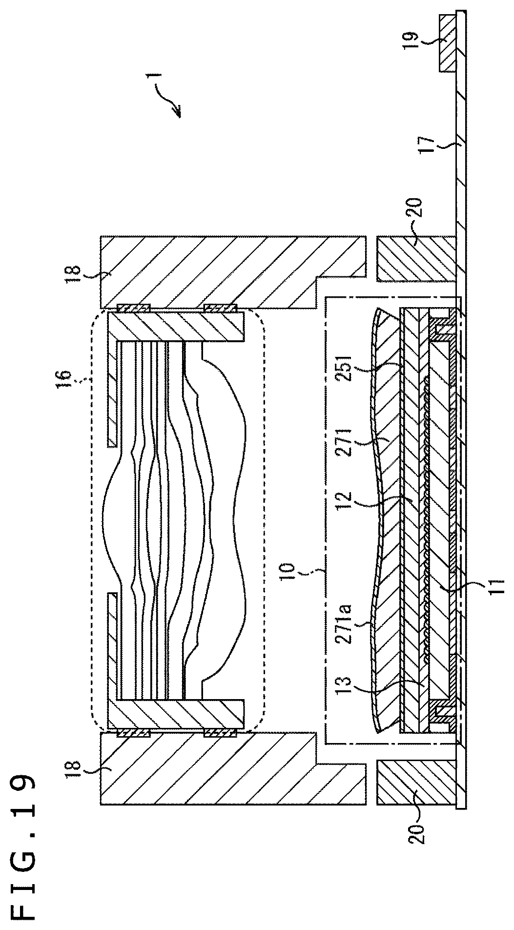 Patent US12107103 Figure 19 – Imaging apparatus and electronic equipment for peeling off prevention in lens
