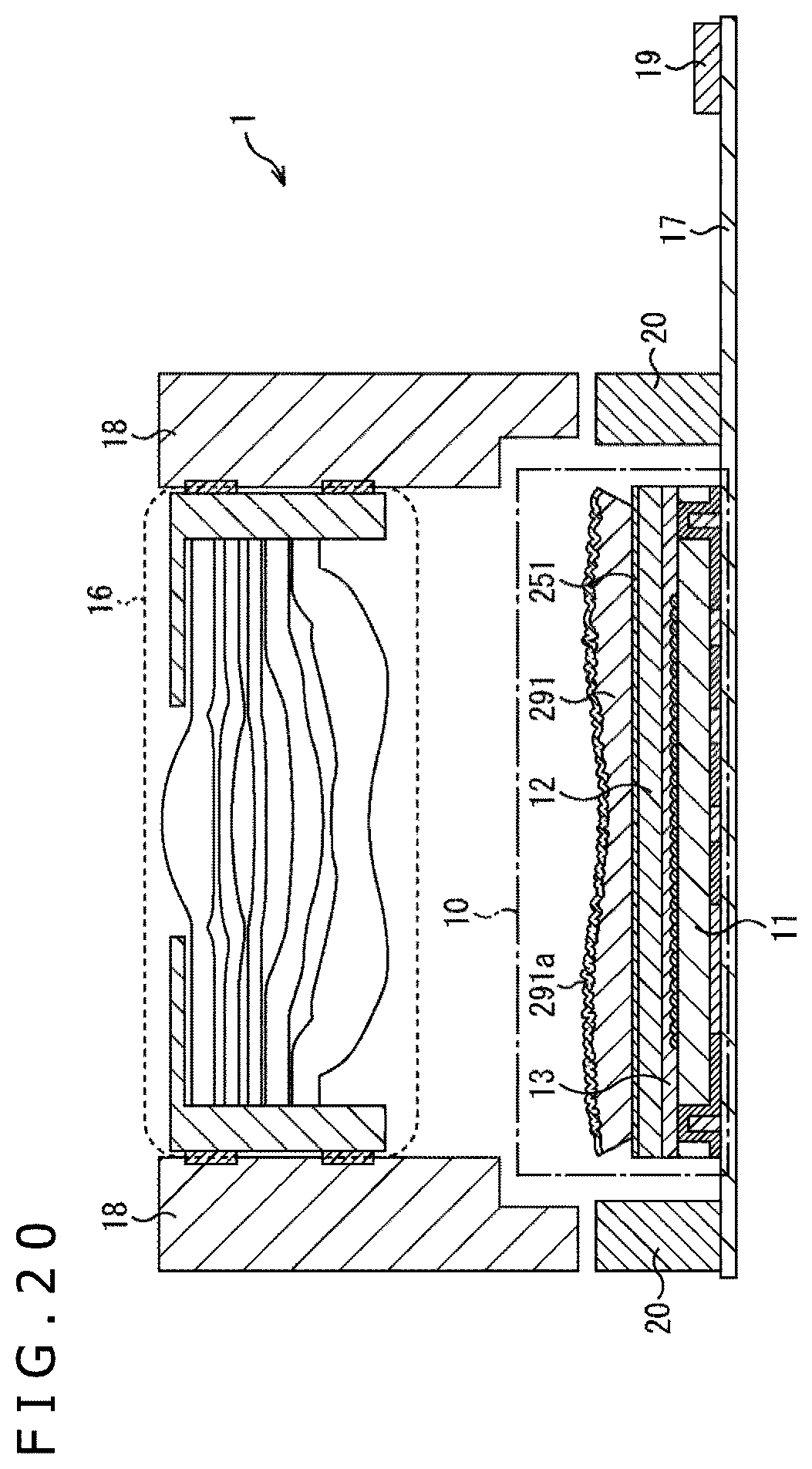 Patent US12107103 Figure 20 – Imaging apparatus and electronic equipment for peeling off prevention in lens
