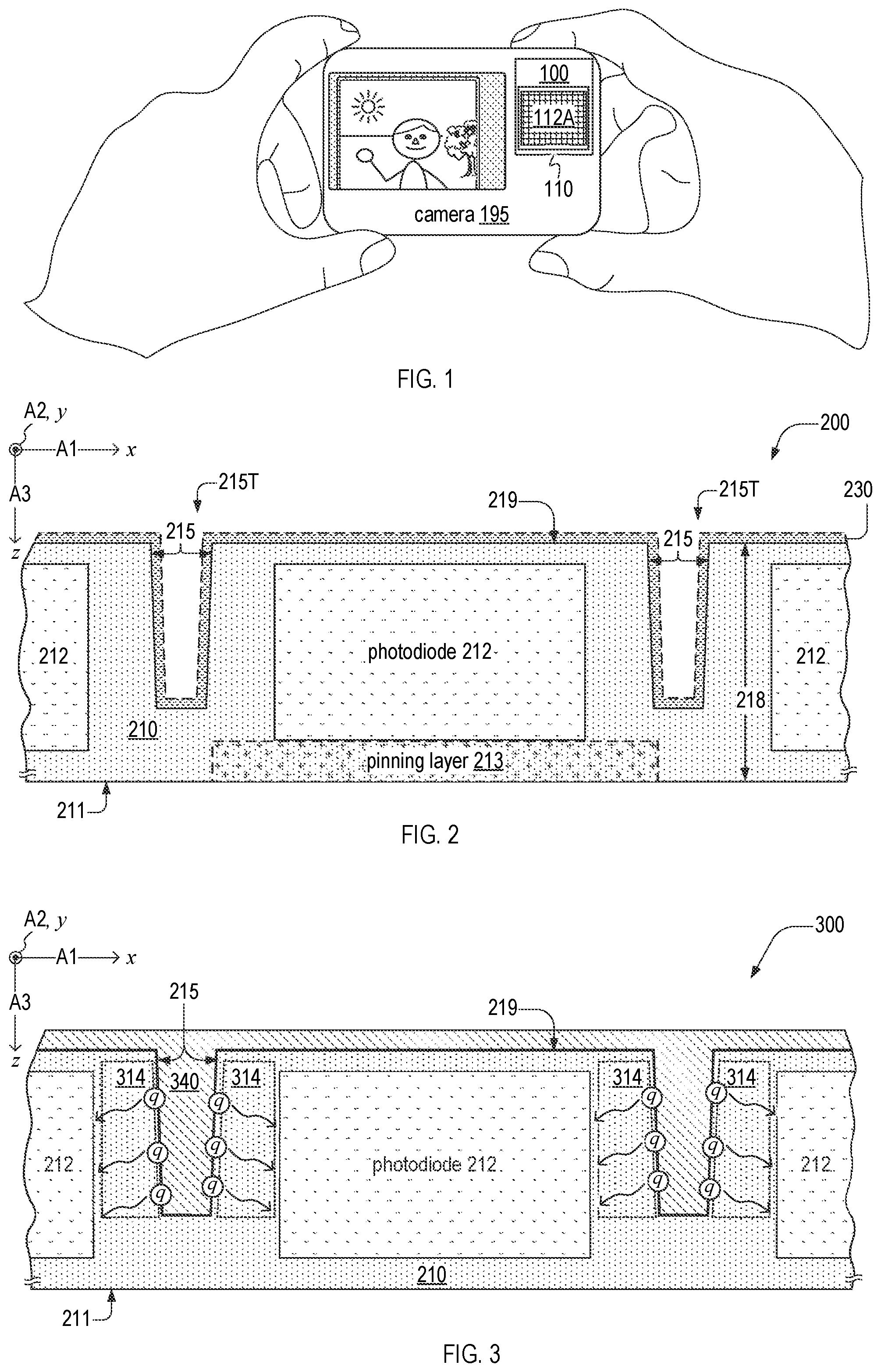 Patent US12107107 Figure 1 – Dark-current inhibiting image sensor and method