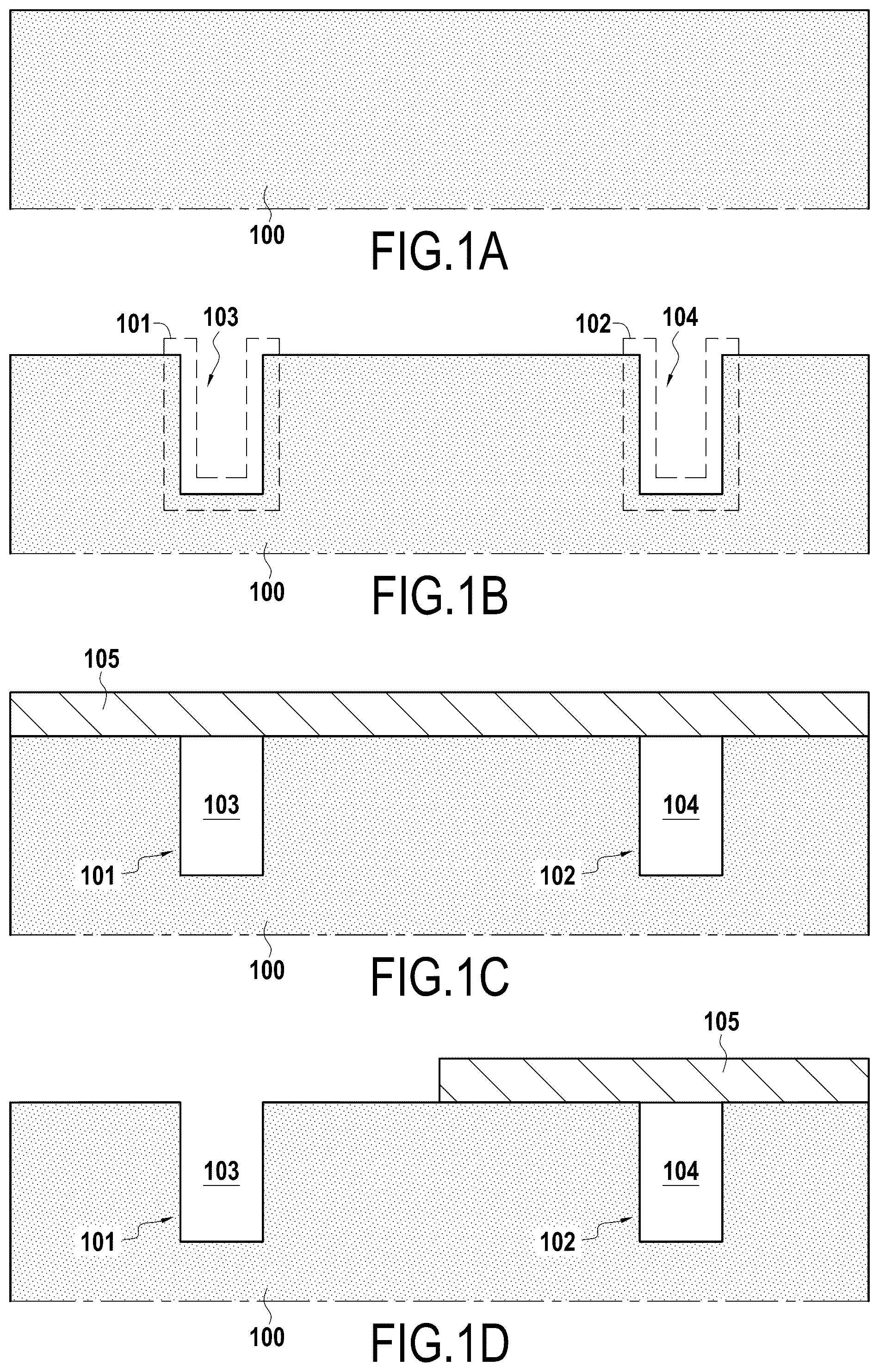 Patent US12107118 Figure 1 – Method for forming an electronic product comprising two capacitors having different dielectric thicknesses, and corresponding electronic product