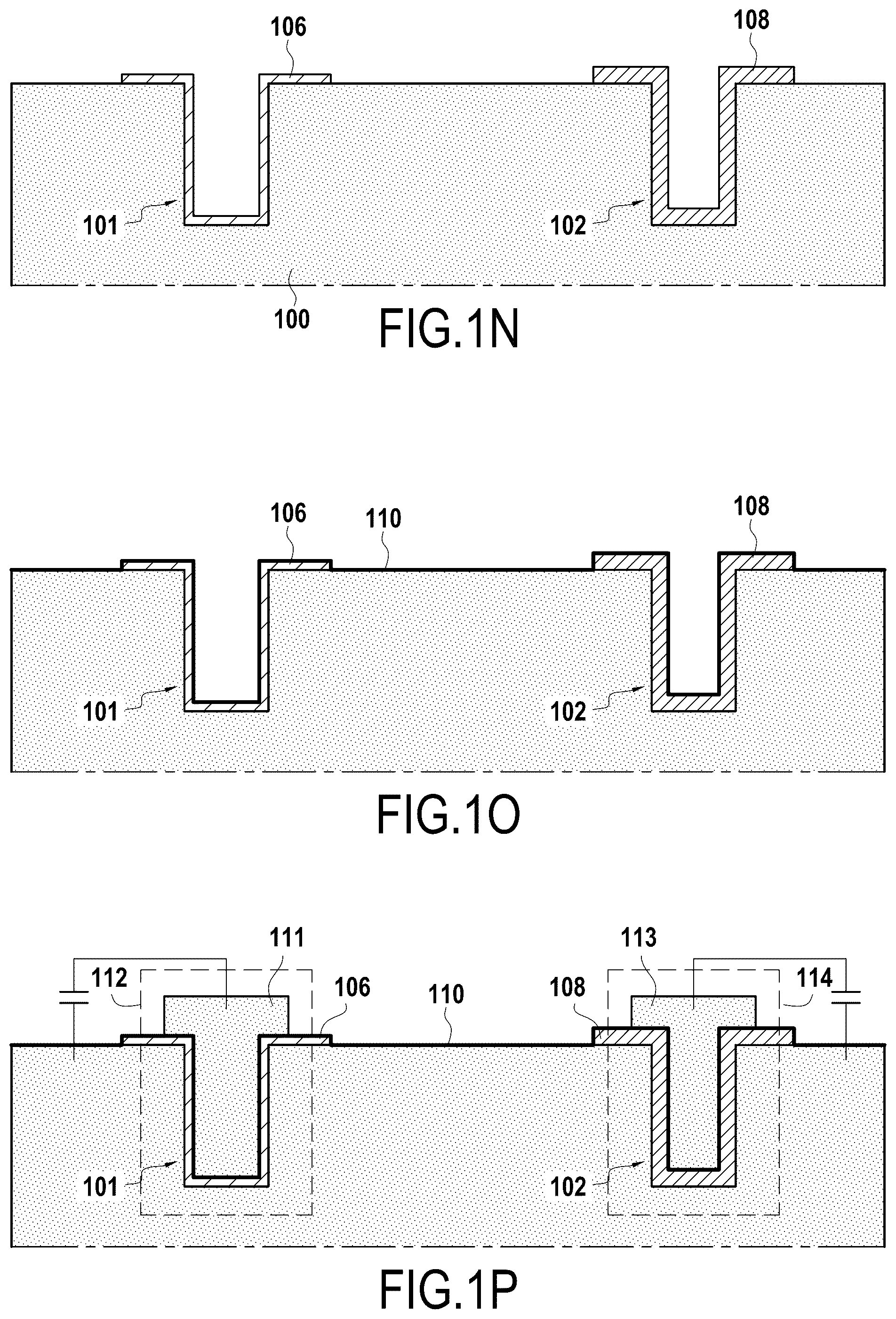 Patent US12107118 Figure 5 – Method for forming an electronic product comprising two capacitors having different dielectric thicknesses, and corresponding electronic product