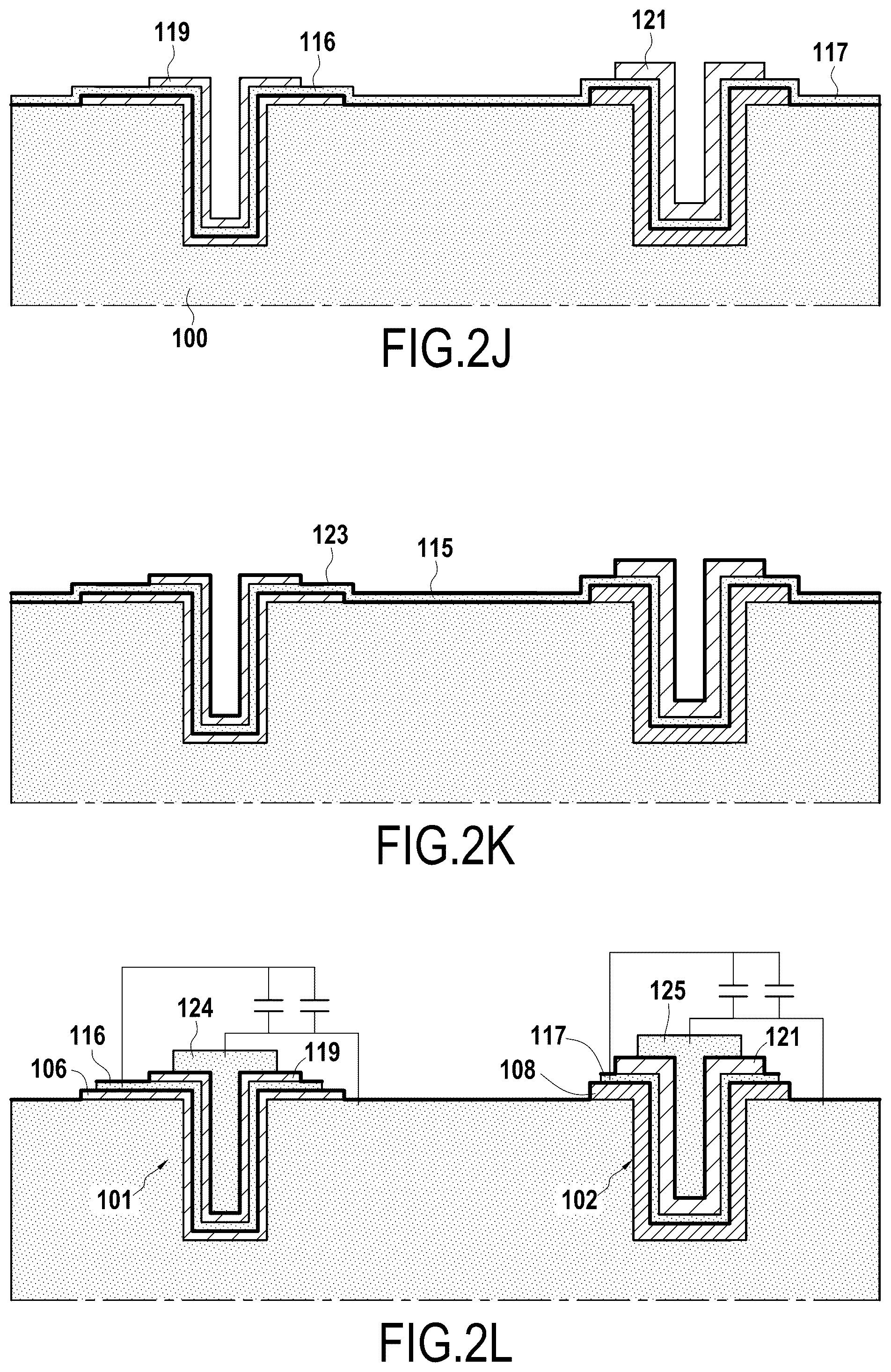 Patent US12107118 Figure 9 – Method for forming an electronic product comprising two capacitors having different dielectric thicknesses, and corresponding electronic product