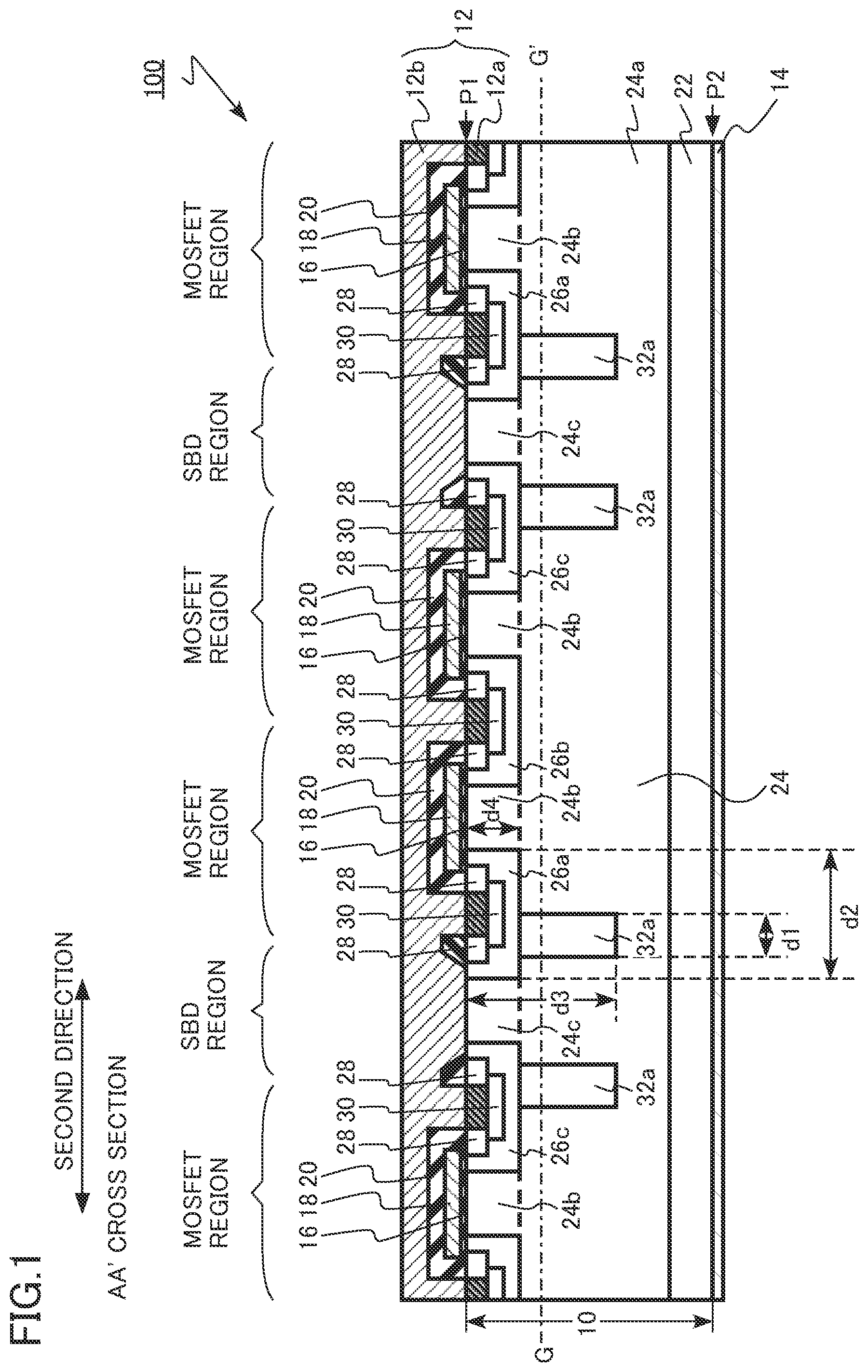 Patent US12107127 Figure 1 – Semiconductor device