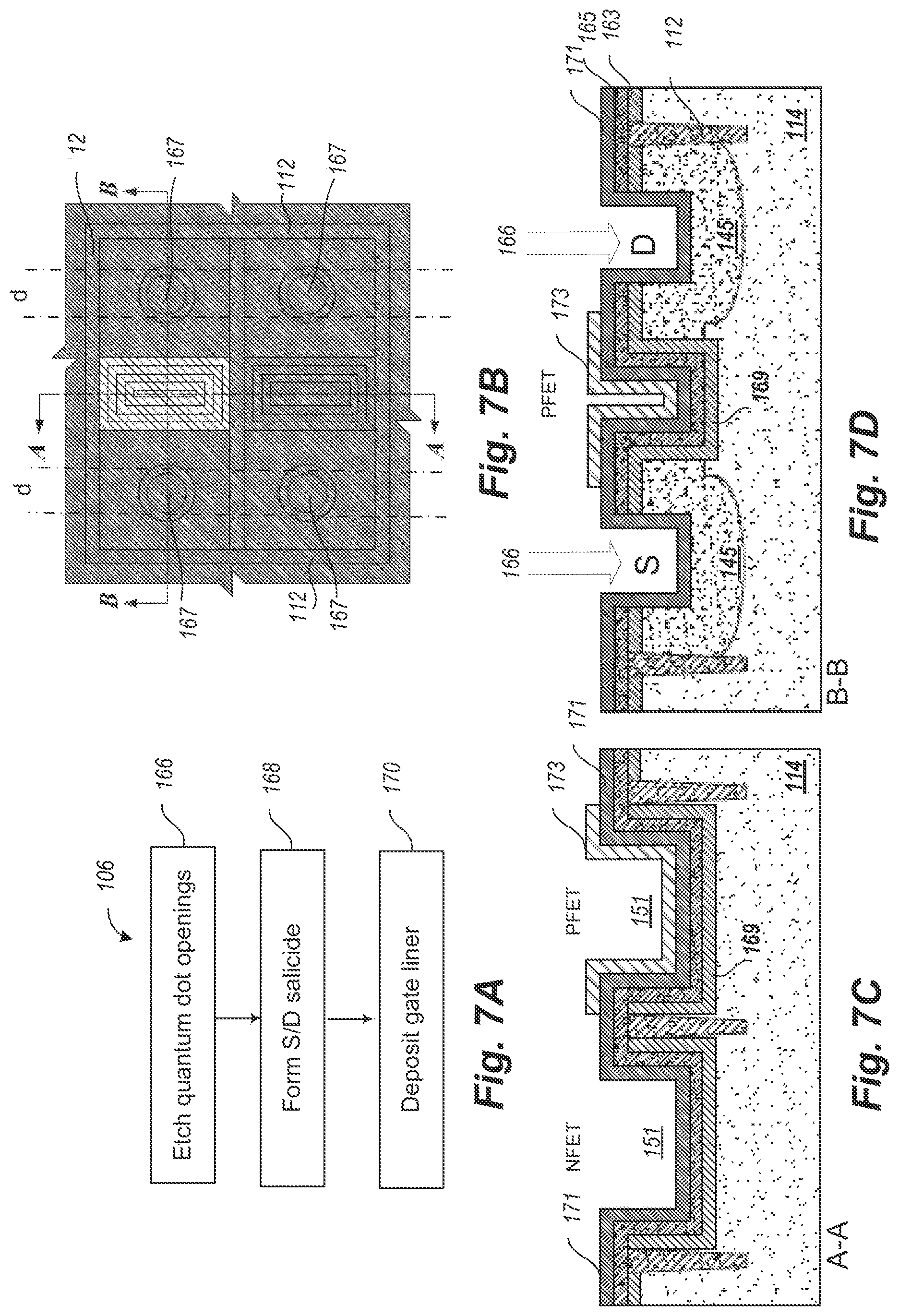 Patent US12107144 Figure 7 – Threshold adjustment for quantum dot array devices with metal source and drain