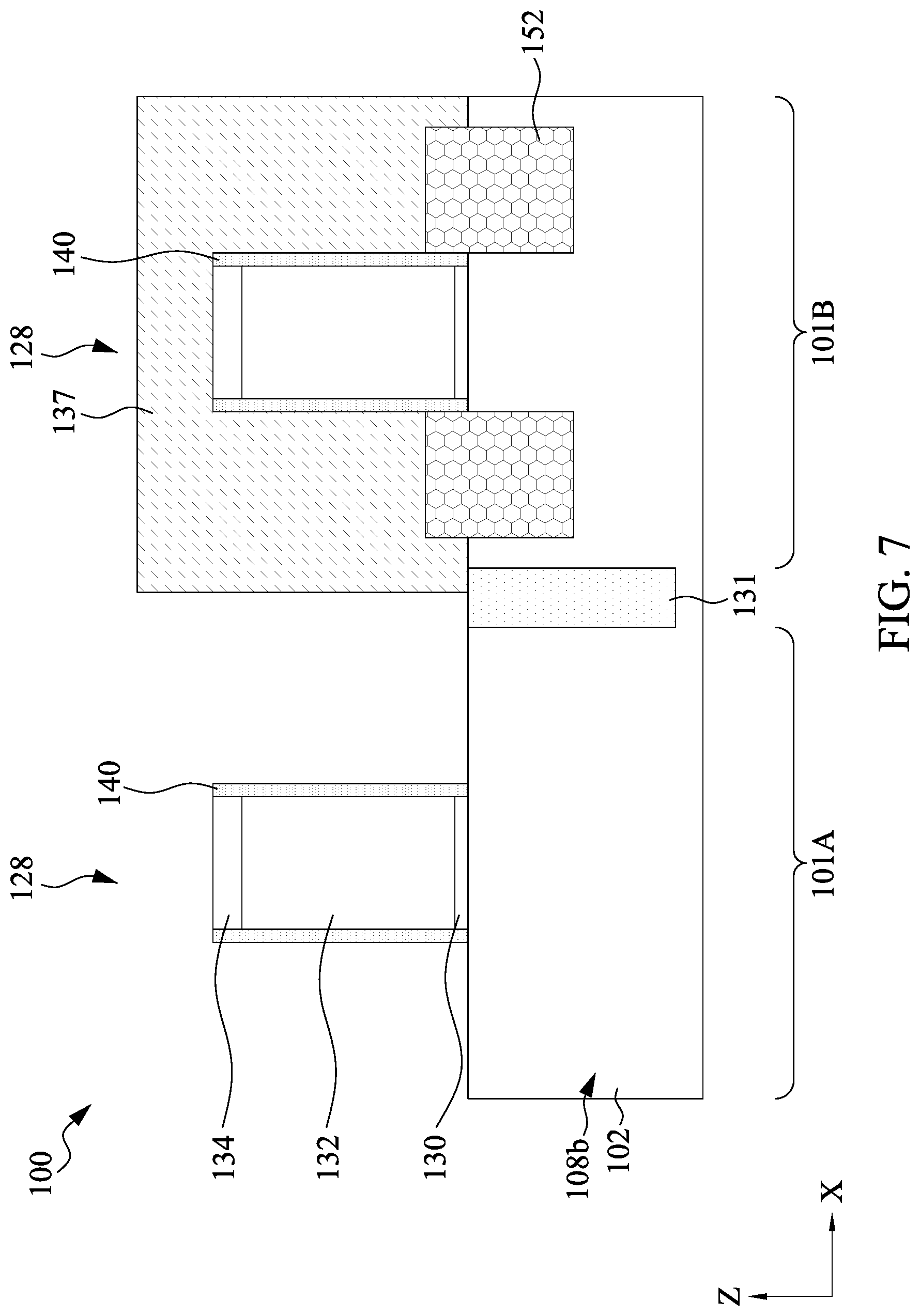 Patent US12107163 Figure 7 – Semiconductor device structure having dislocation stress memorization and methods of forming the same