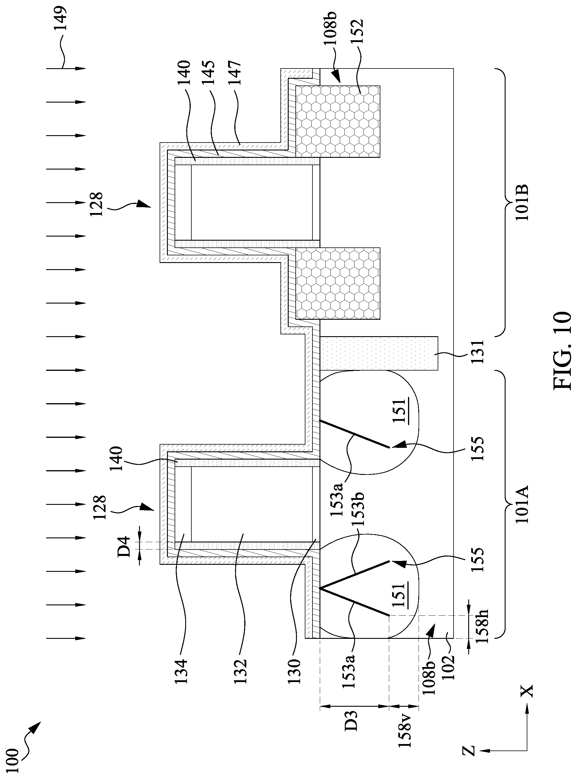 Patent US12107163 Figure 10 – Semiconductor device structure having dislocation stress memorization and methods of forming the same