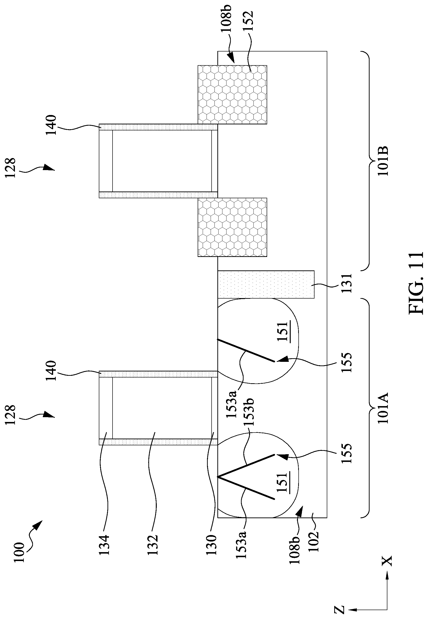 Patent US12107163 Figure 11 – Semiconductor device structure having dislocation stress memorization and methods of forming the same