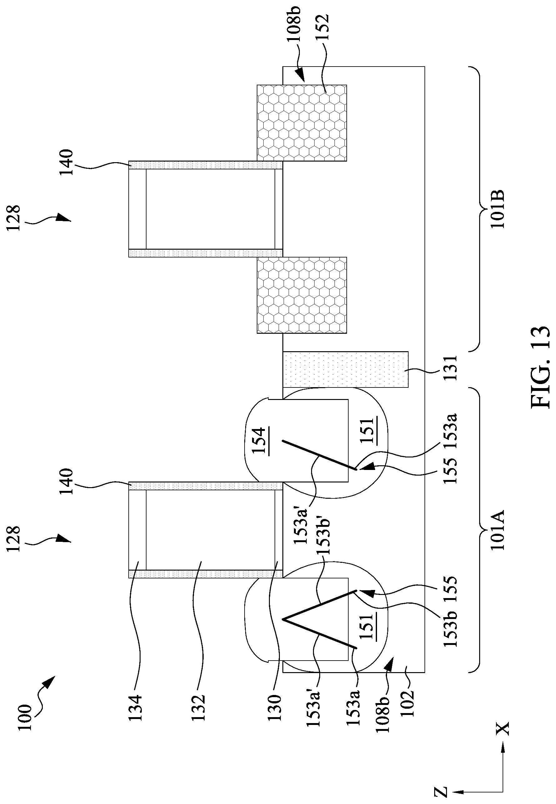 Patent US12107163 Figure 13 – Semiconductor device structure having dislocation stress memorization and methods of forming the same