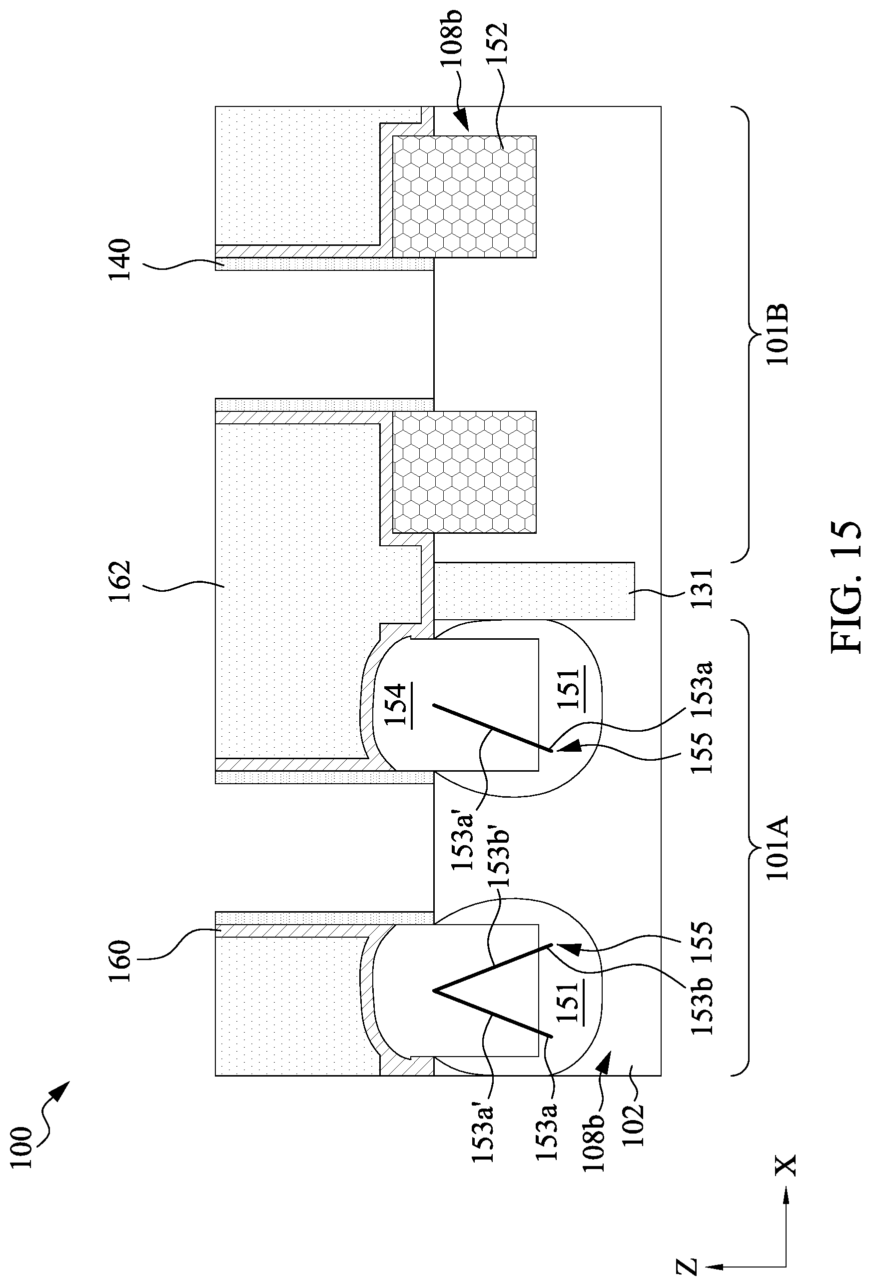 Patent US12107163 Figure 15 – Semiconductor device structure having dislocation stress memorization and methods of forming the same