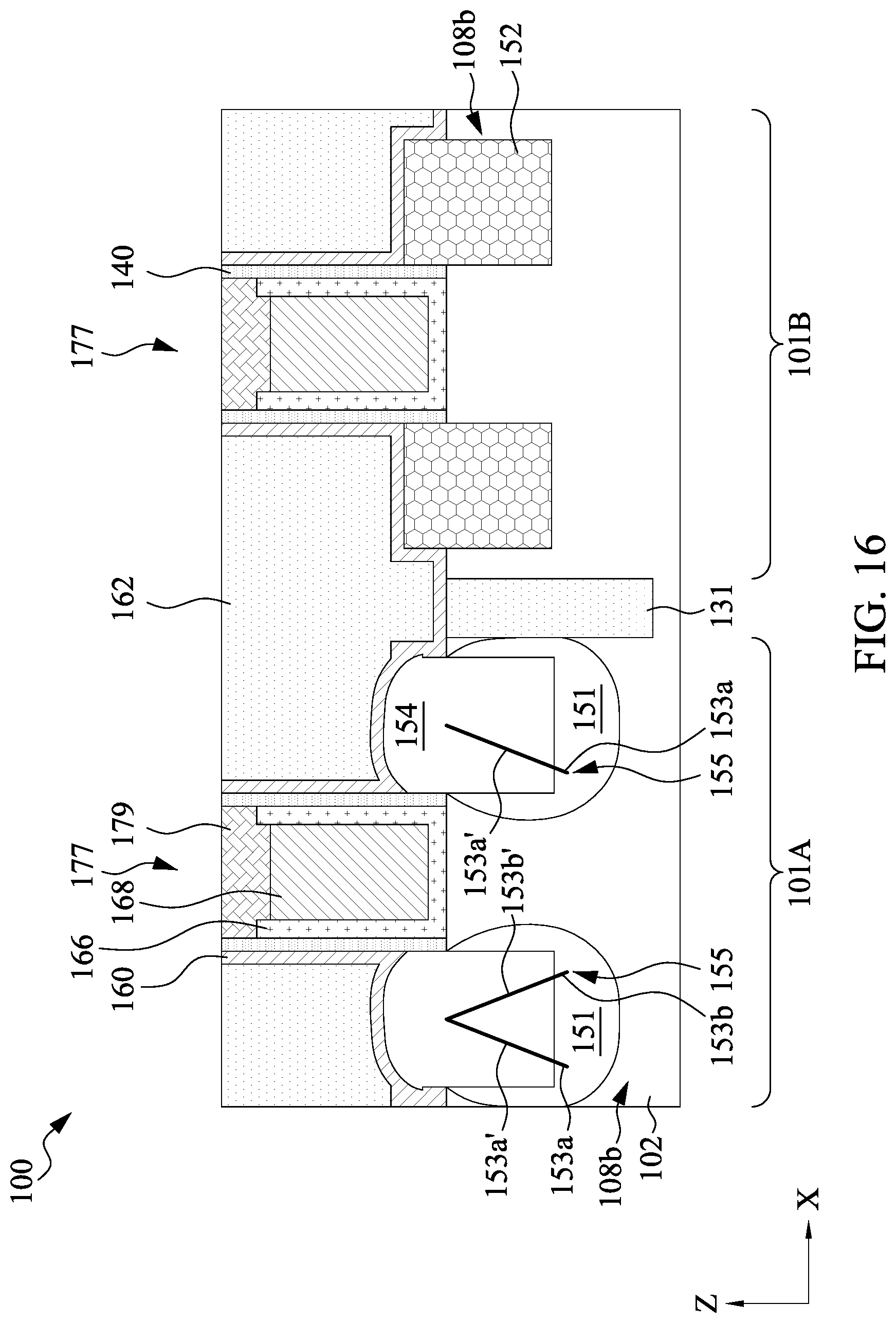 Patent US12107163 Figure 16 – Semiconductor device structure having dislocation stress memorization and methods of forming the same