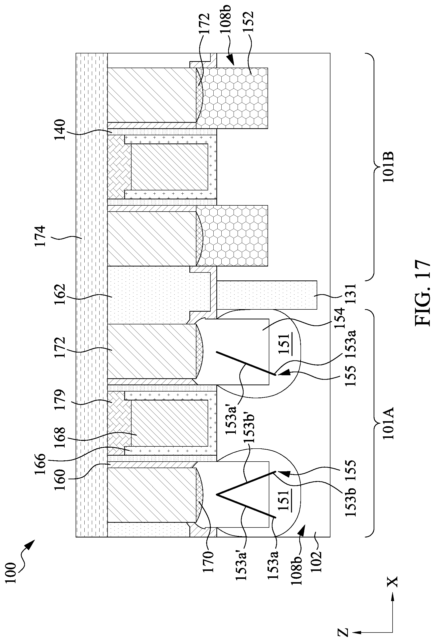 Patent US12107163 Figure 17 – Semiconductor device structure having dislocation stress memorization and methods of forming the same