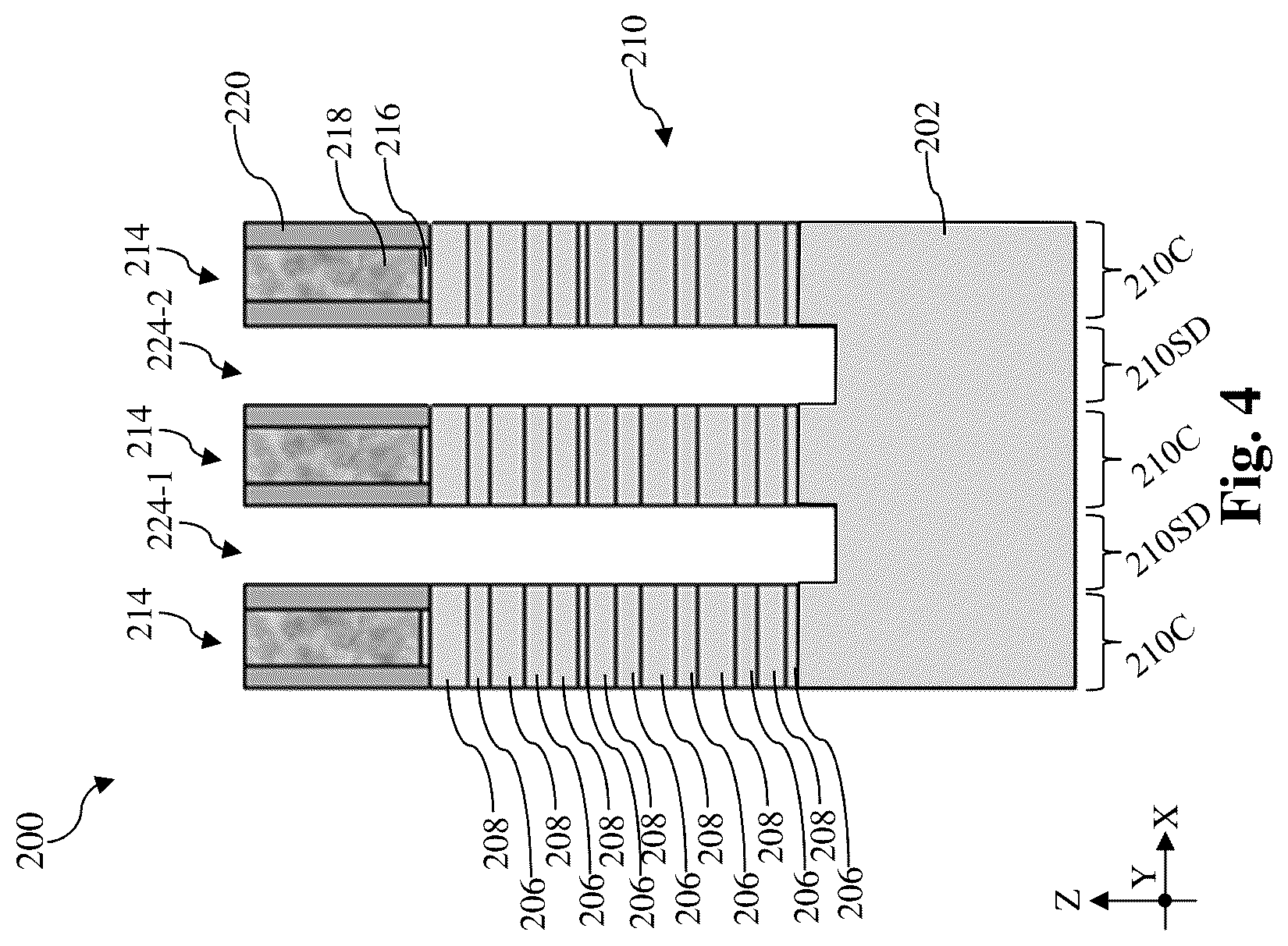 Patent US12107169 Figure 4 – Contact structure for stacked multi-gate device