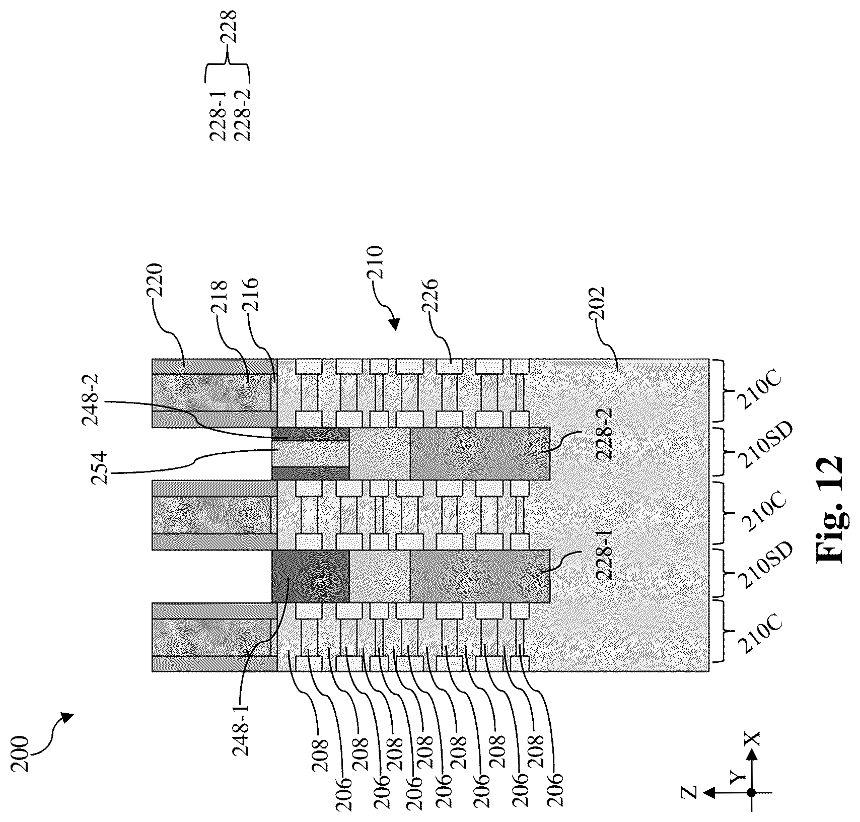 Patent US12107169 Figure 12 – Contact structure for stacked multi-gate device