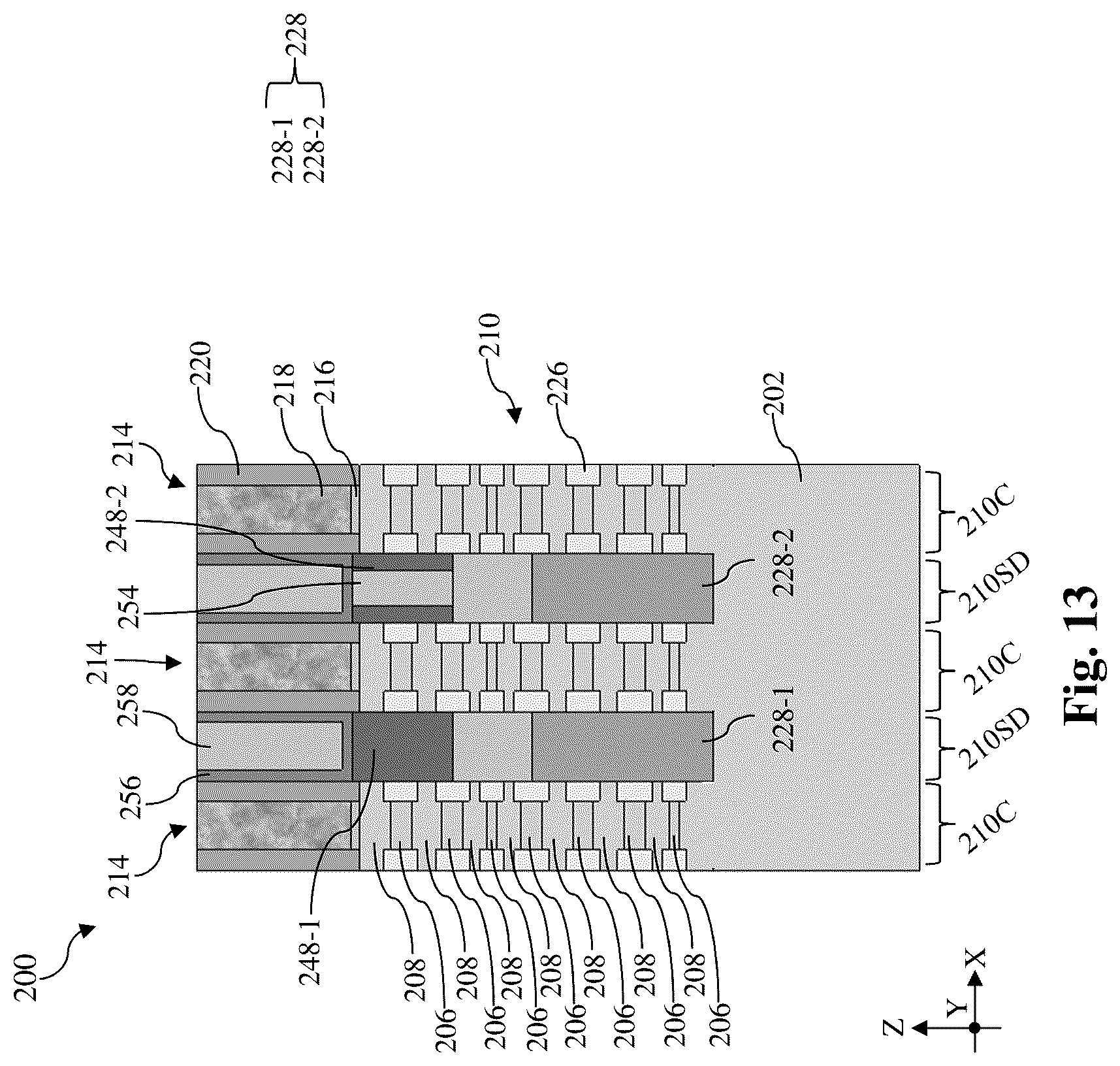 Patent US12107169 Figure 13 – Contact structure for stacked multi-gate device