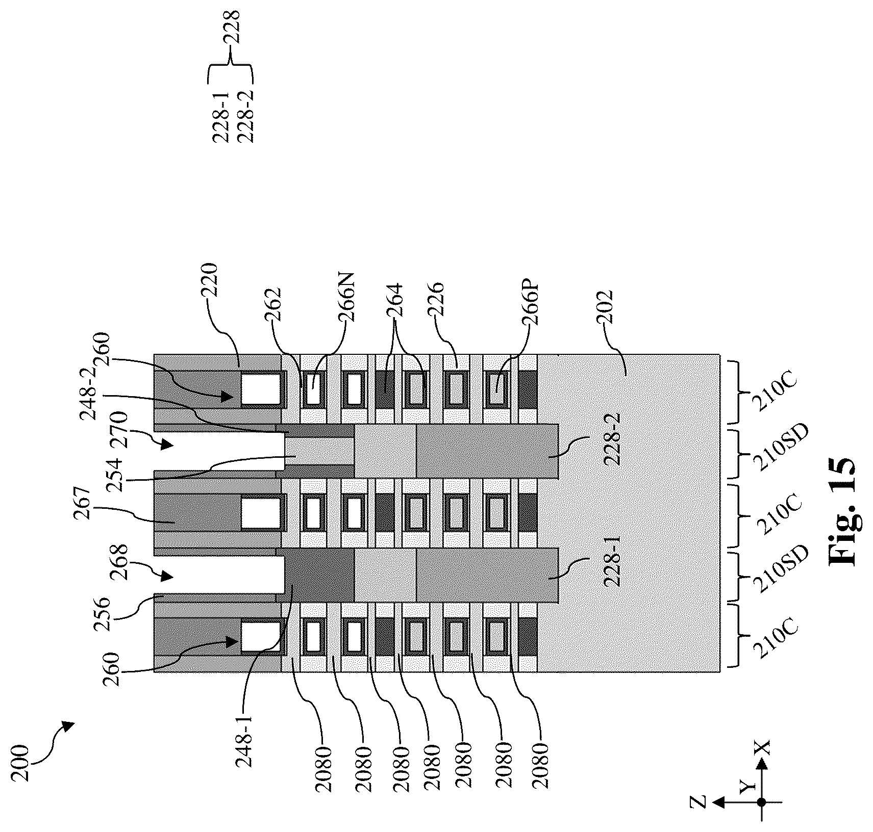 Patent US12107169 Figure 15 – Contact structure for stacked multi-gate device