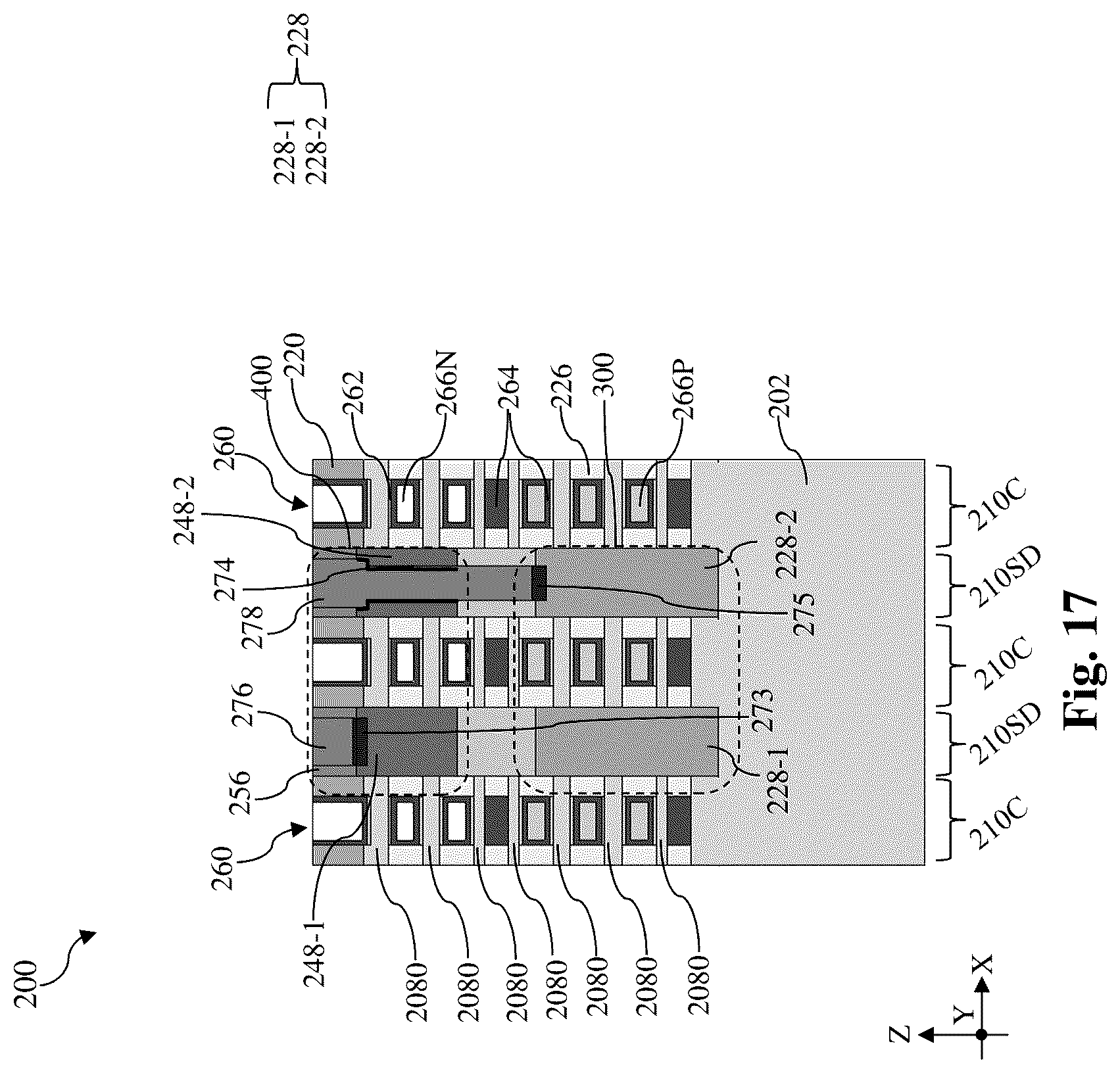 Patent US12107169 Figure 17 – Contact structure for stacked multi-gate device