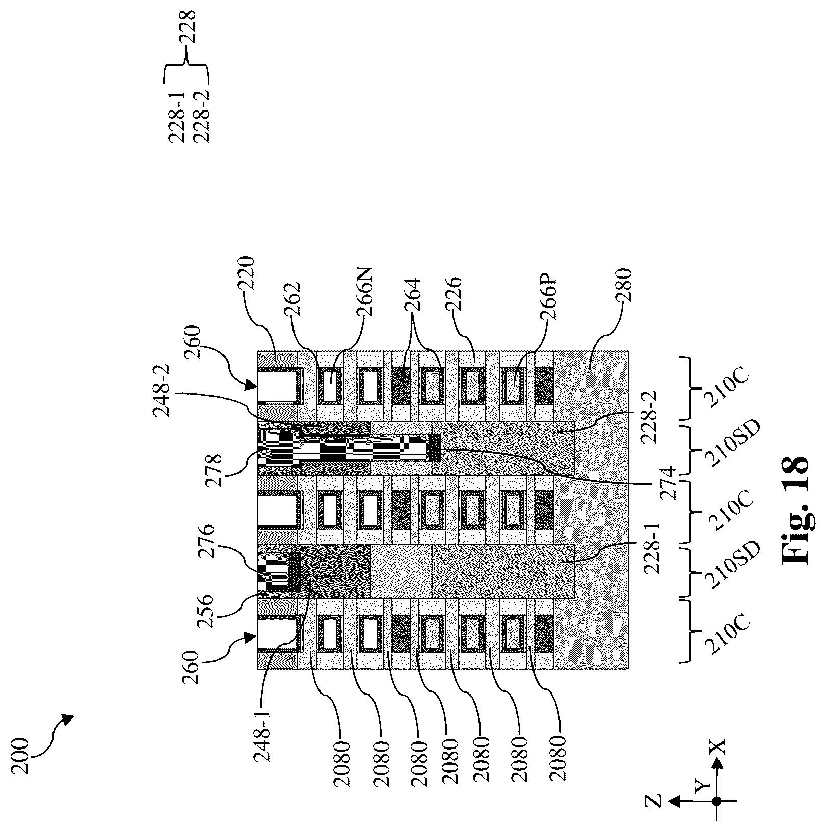 Patent US12107169 Figure 18 – Contact structure for stacked multi-gate device