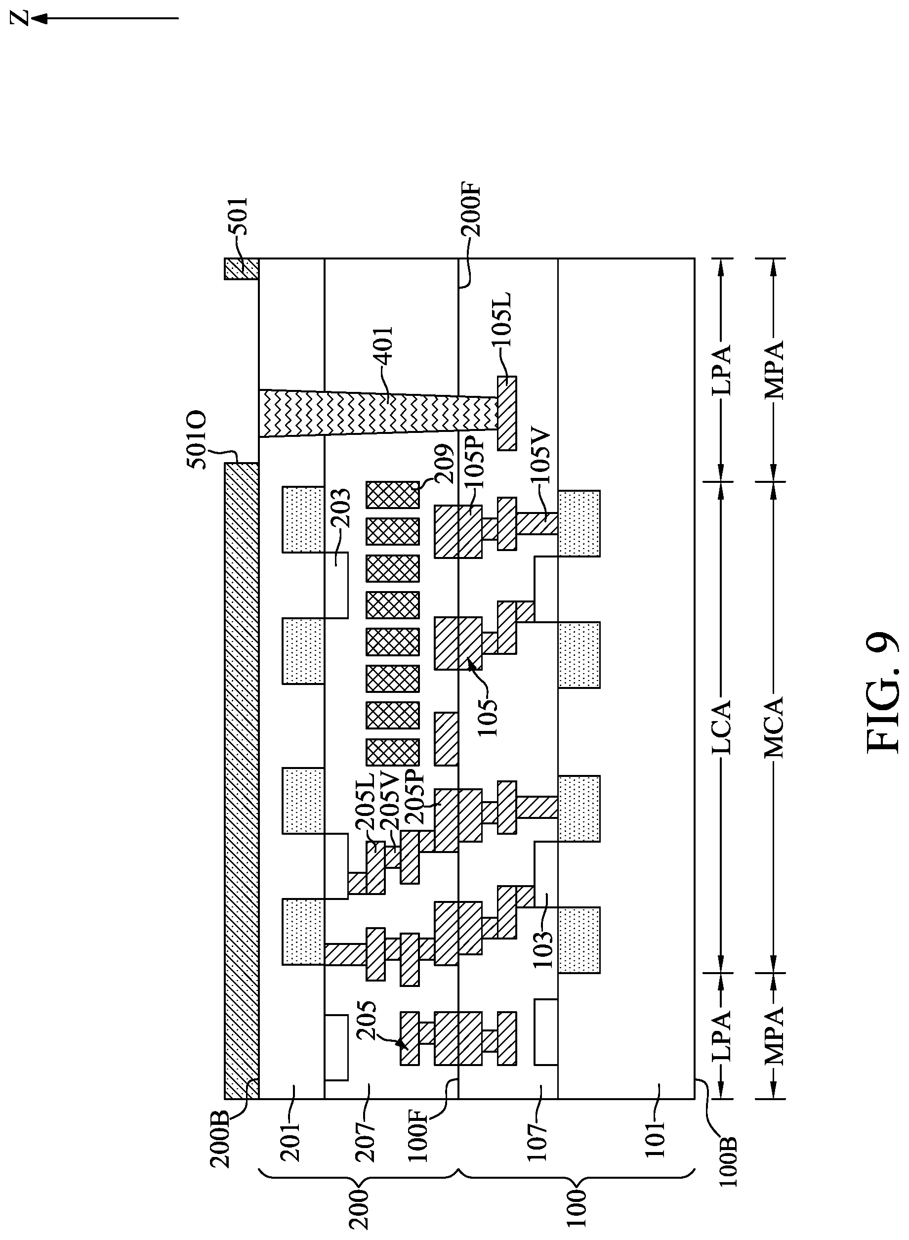 Patent US12107175 Figure 9 – Optical semiconductor device with cascade vias