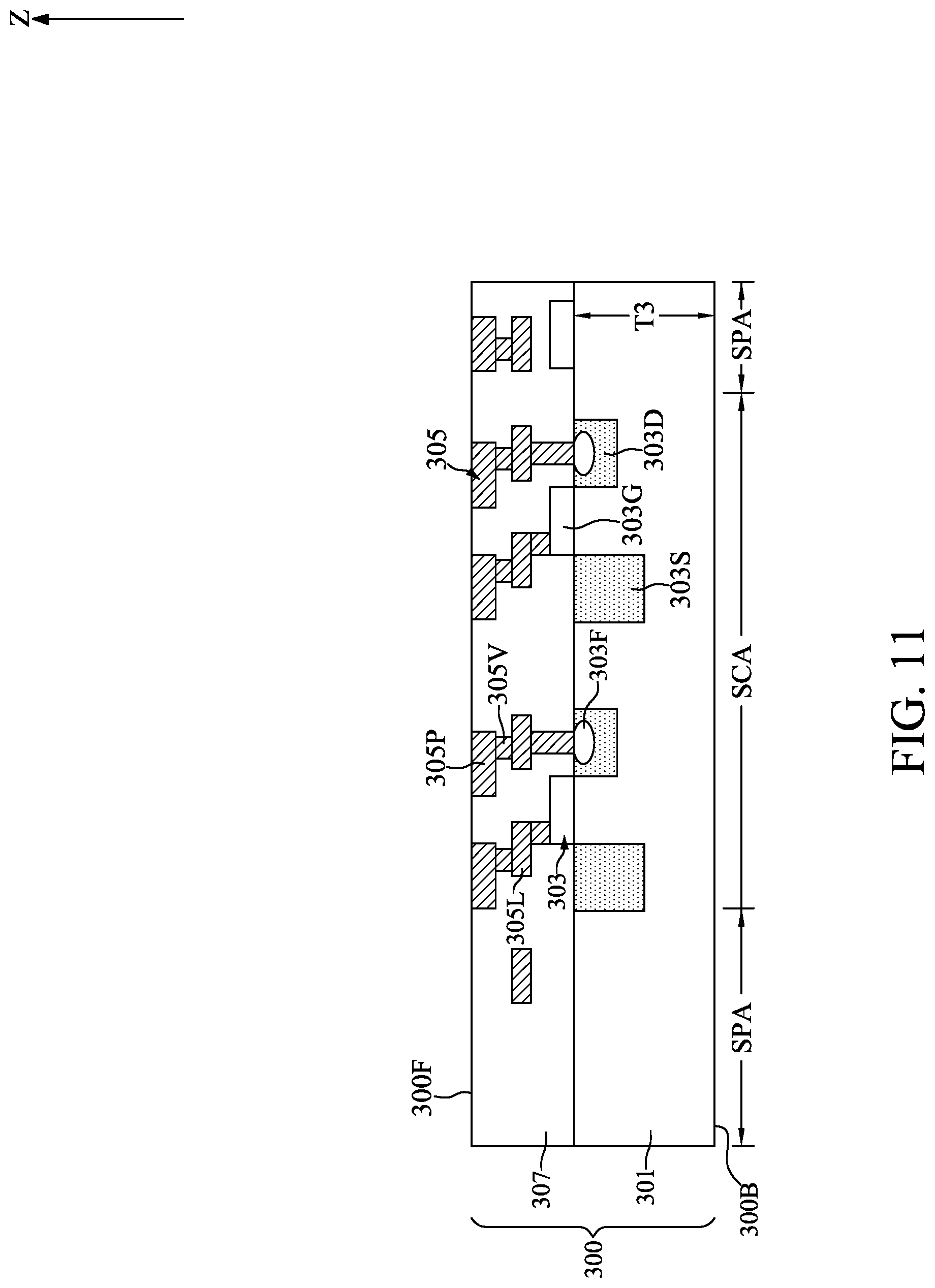 Patent US12107175 Figure 11 – Optical semiconductor device with cascade vias
