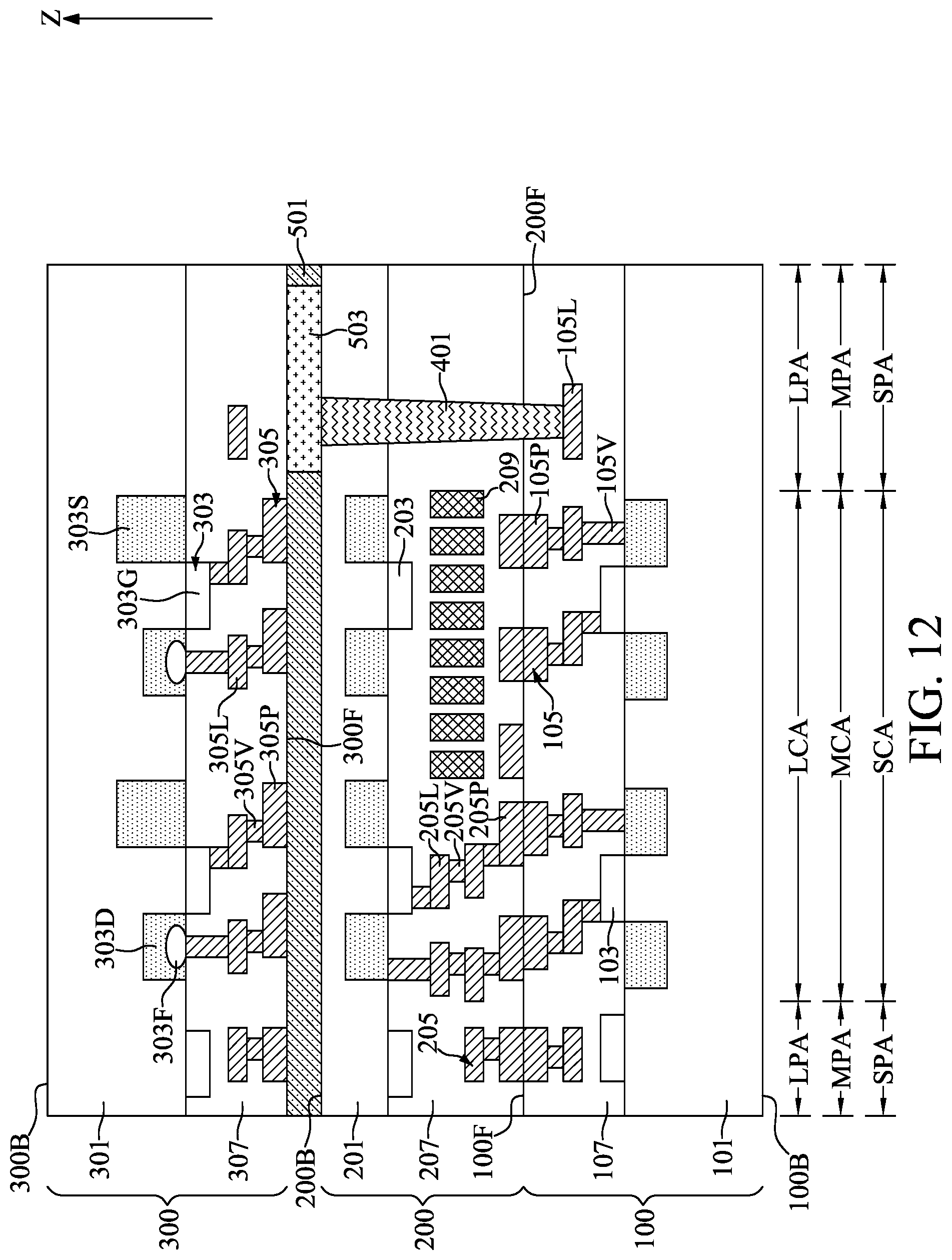 Patent US12107175 Figure 12 – Optical semiconductor device with cascade vias