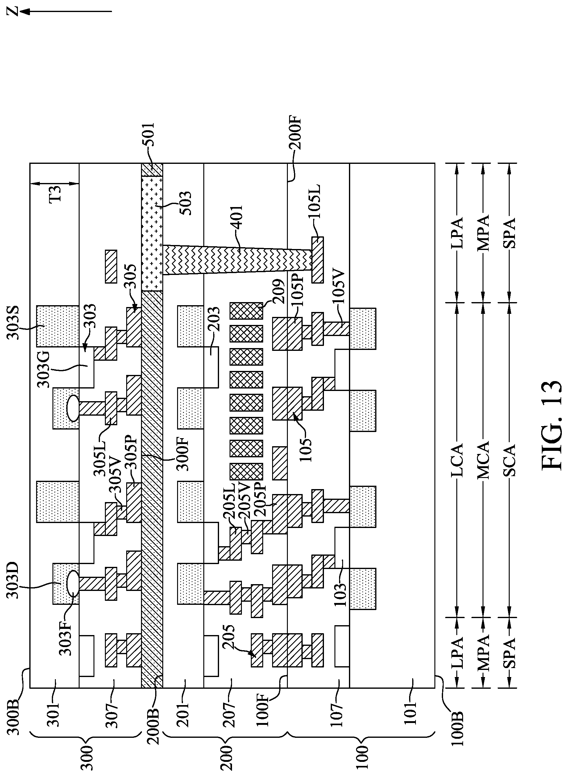 Patent US12107175 Figure 13 – Optical semiconductor device with cascade vias