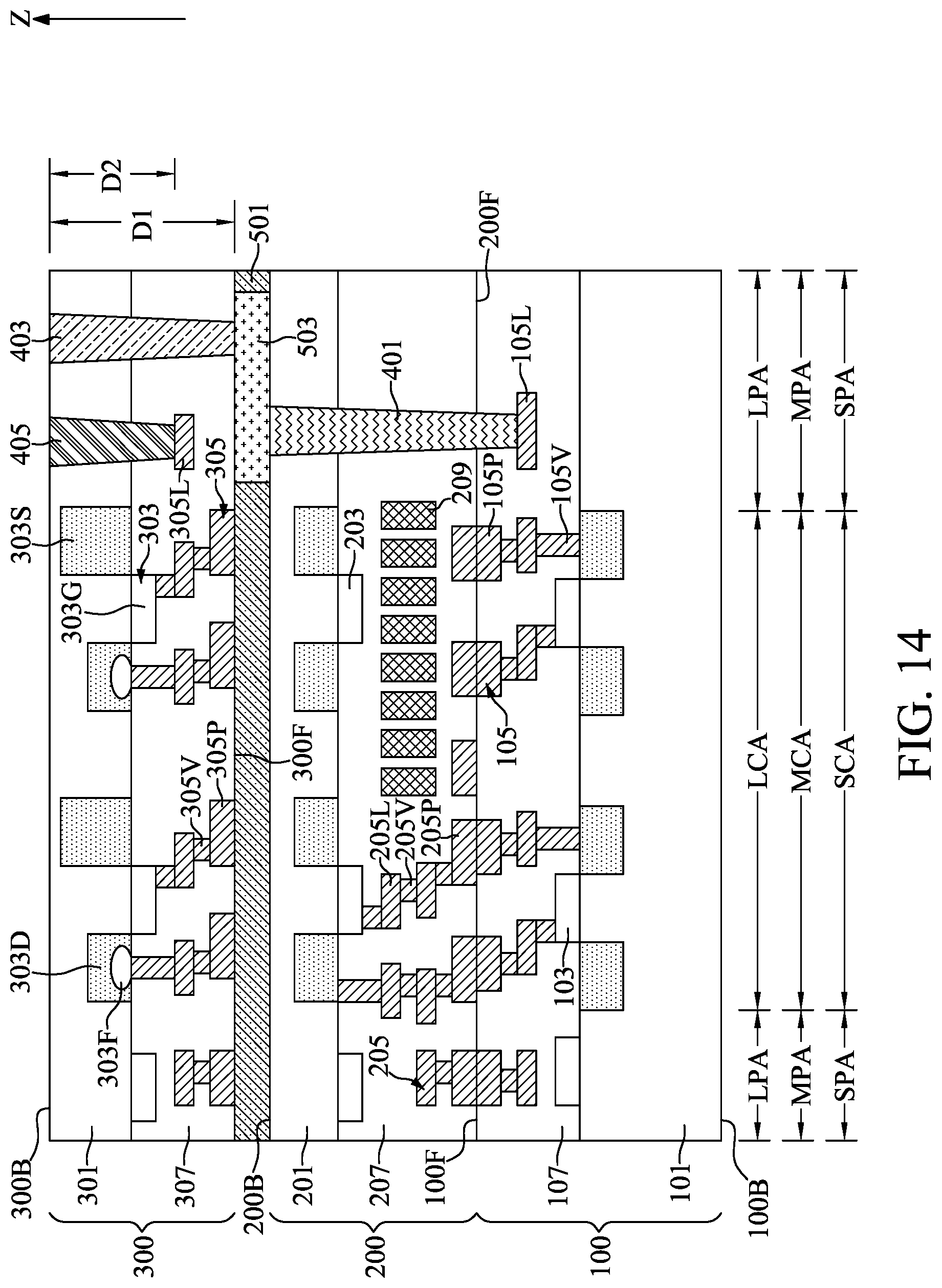 Patent US12107175 Figure 14 – Optical semiconductor device with cascade vias