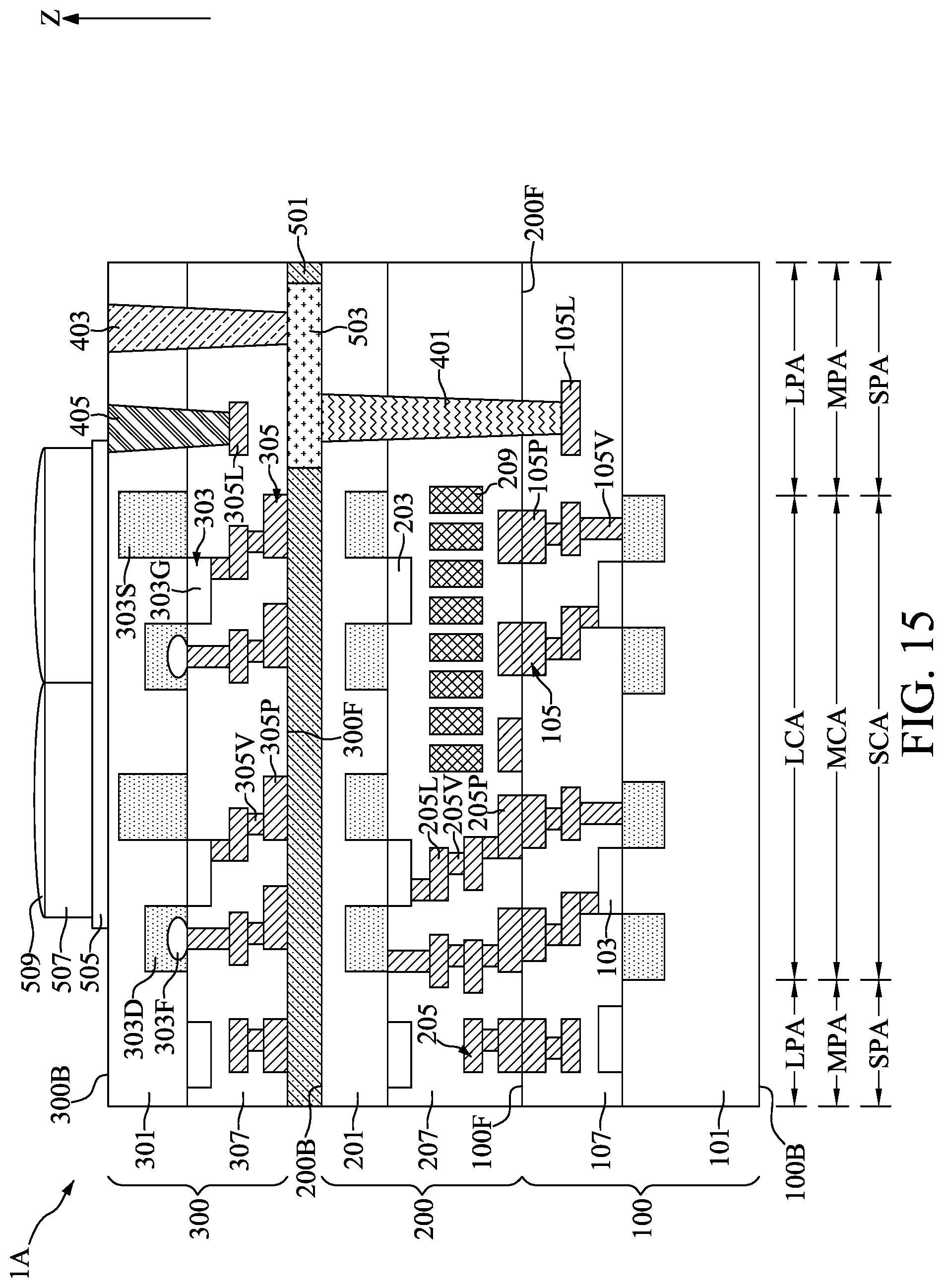 Patent US12107175 Figure 15 – Optical semiconductor device with cascade vias