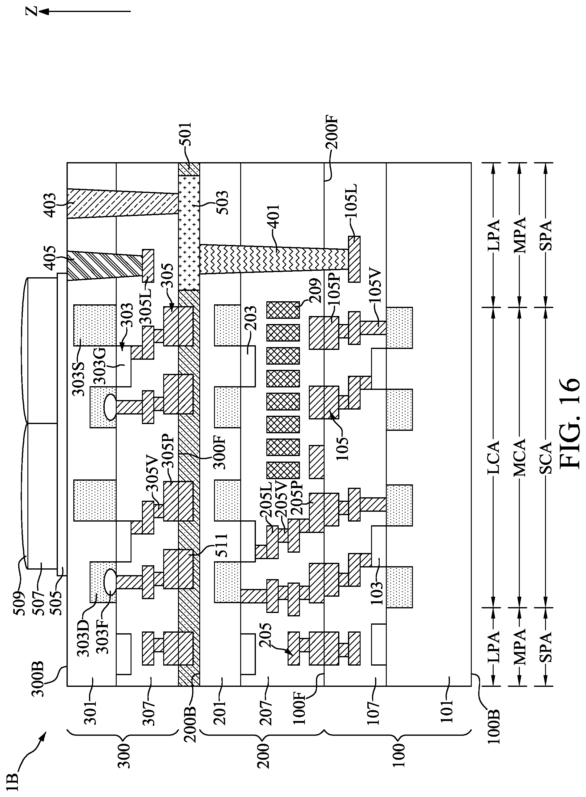 Patent US12107175 Figure 16 – Optical semiconductor device with cascade vias