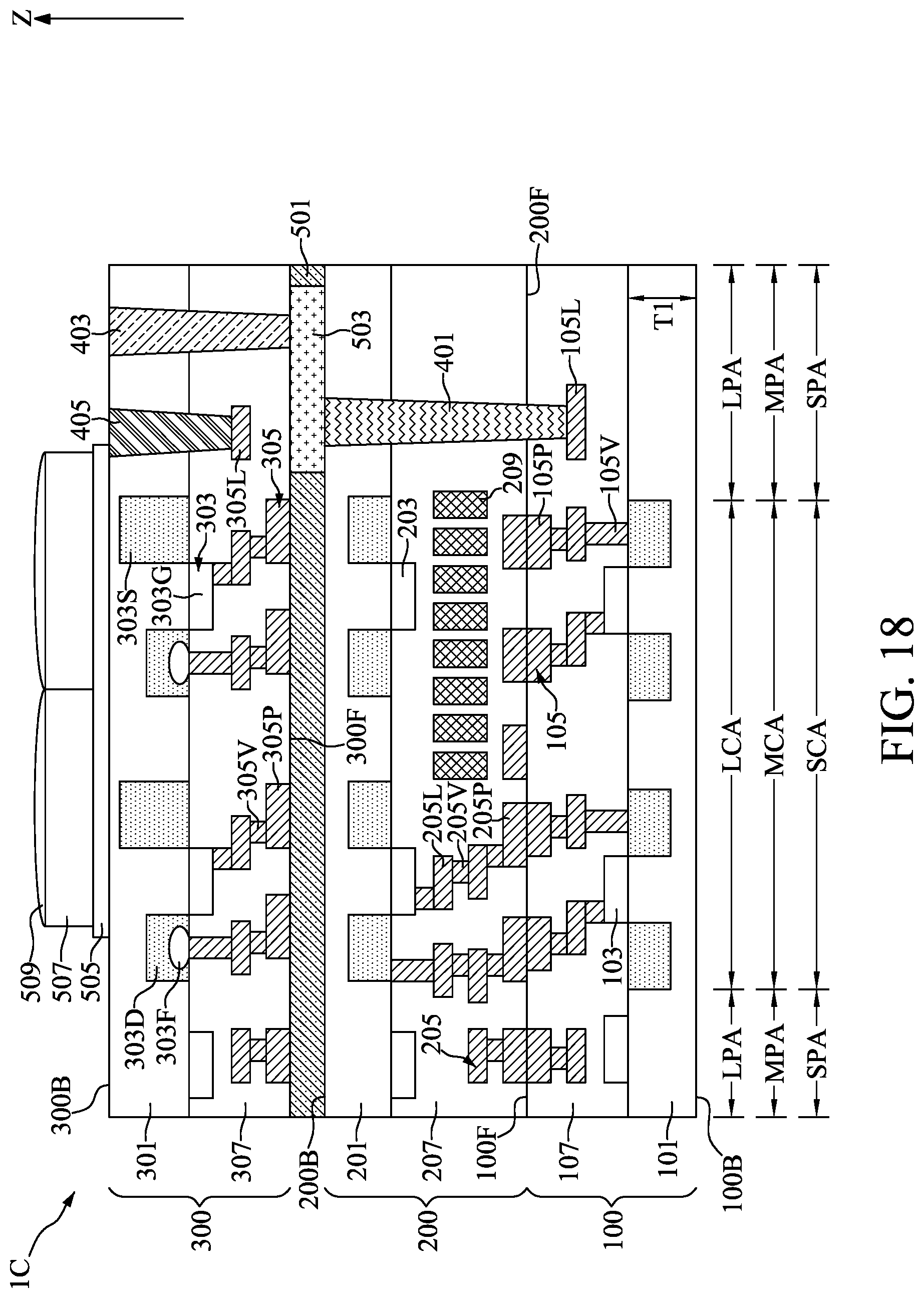 Patent US12107175 Figure 18 – Optical semiconductor device with cascade vias