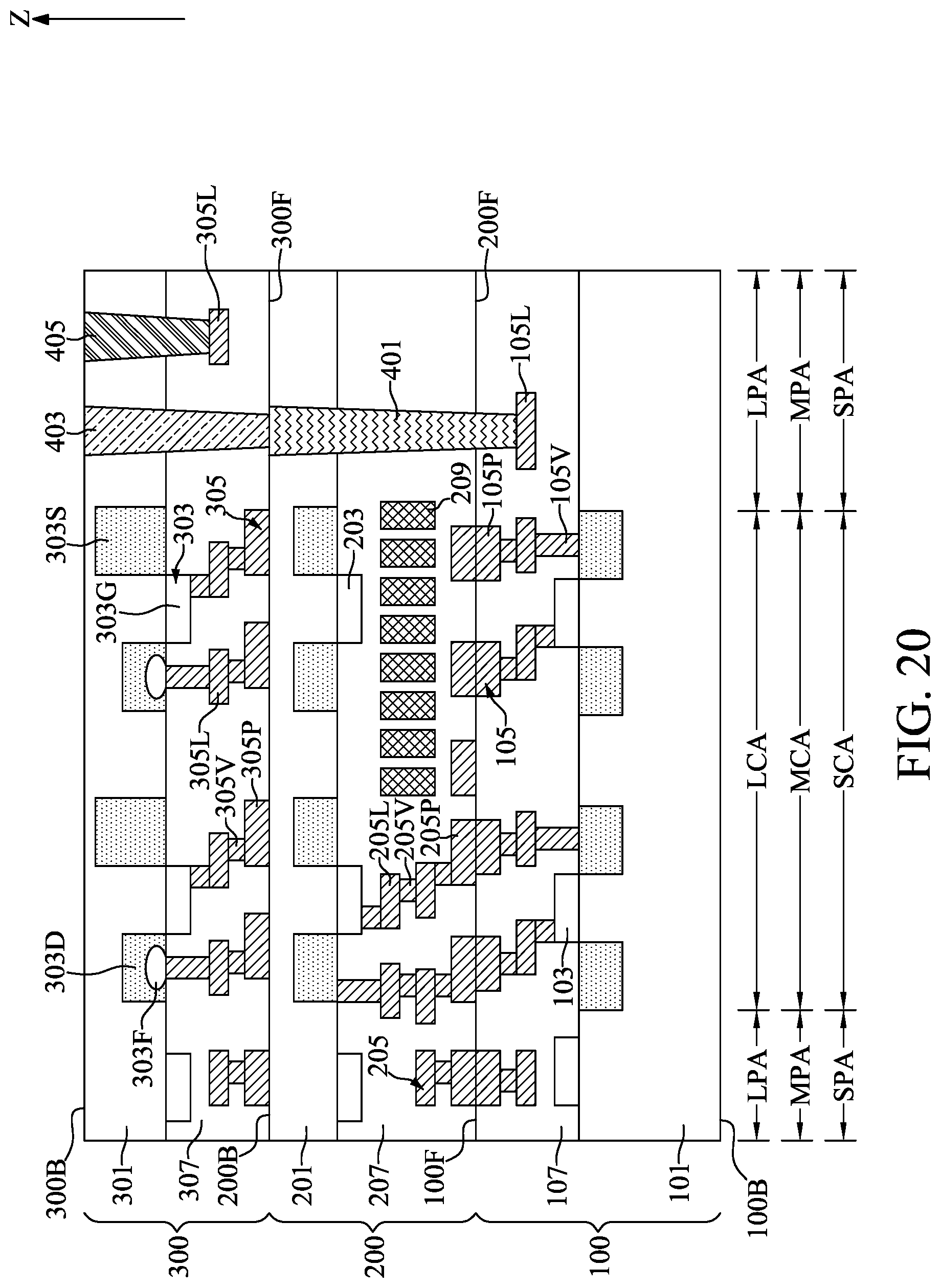Patent US12107175 Figure 20 – Optical semiconductor device with cascade vias