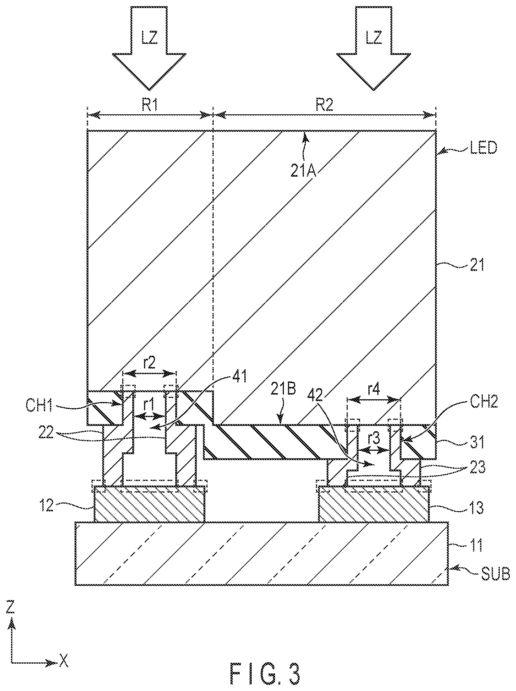 Patent US12107189 Figure 3 – Light-emitting element and electronic device