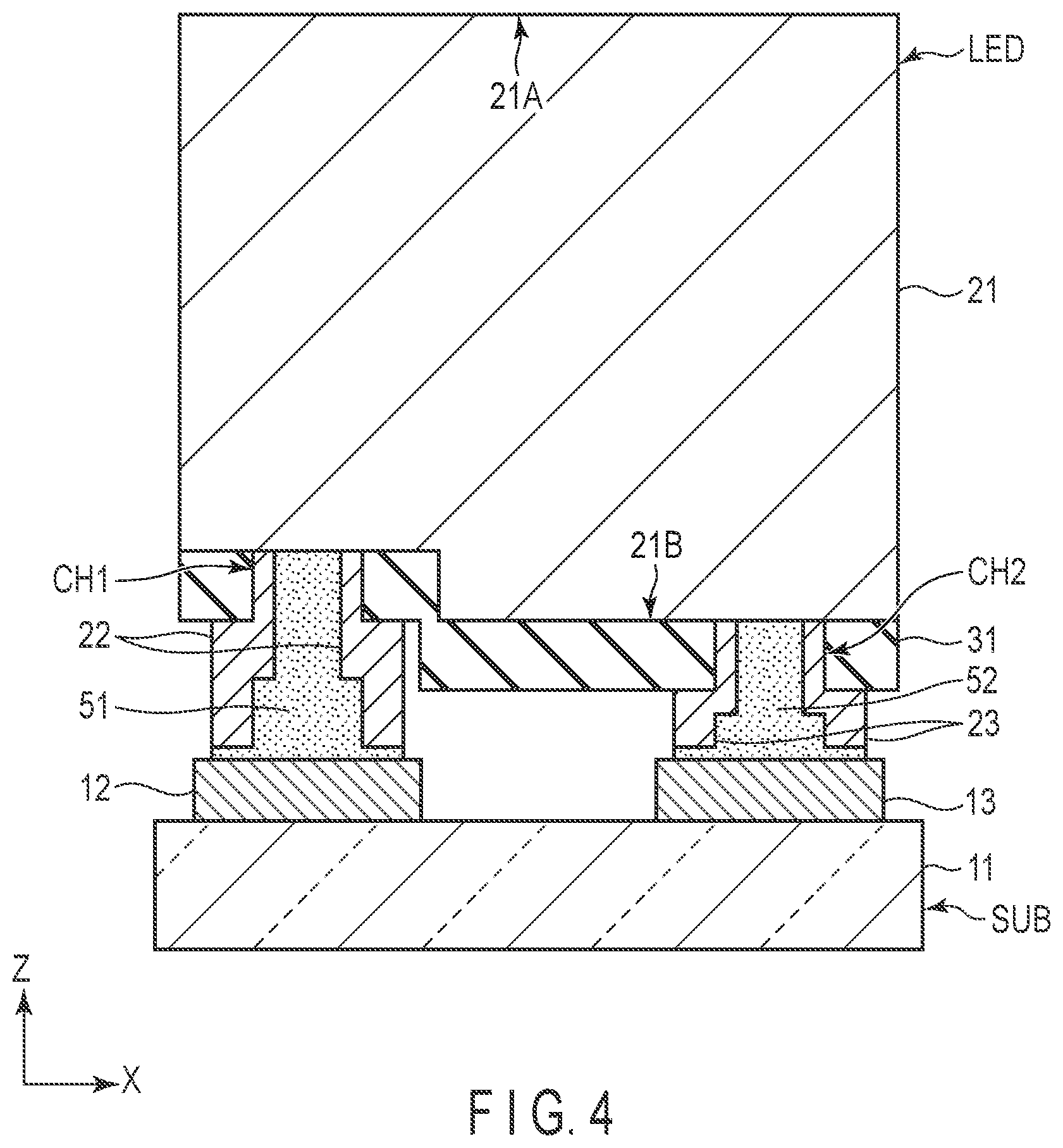 Patent US12107189 Figure 4 – Light-emitting element and electronic device