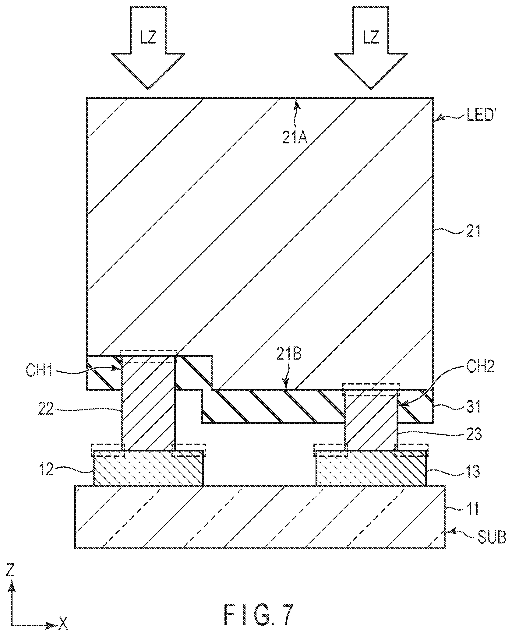 Patent US12107189 Figure 7 – Light-emitting element and electronic device