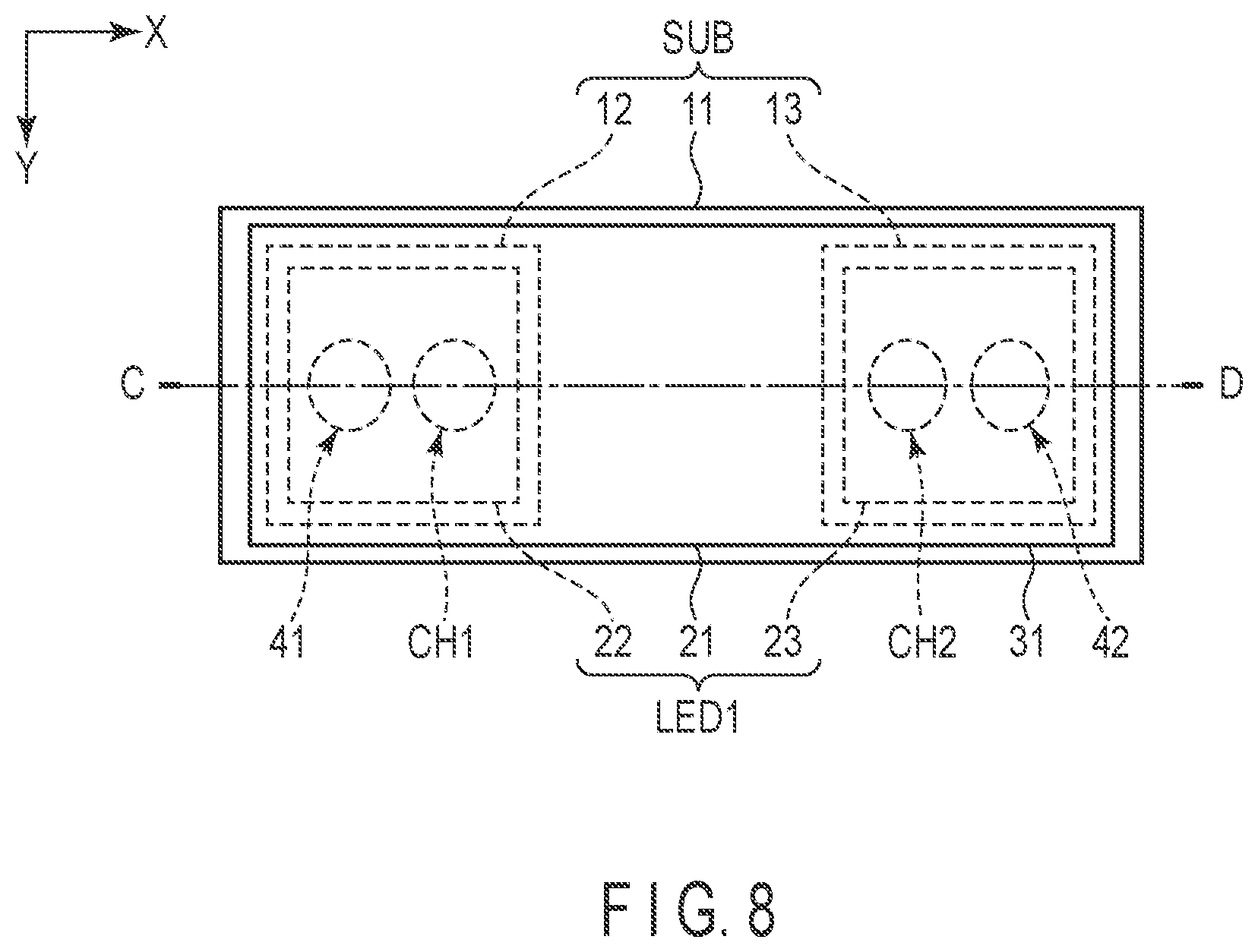 Patent US12107189 Figure 8 – Light-emitting element and electronic device