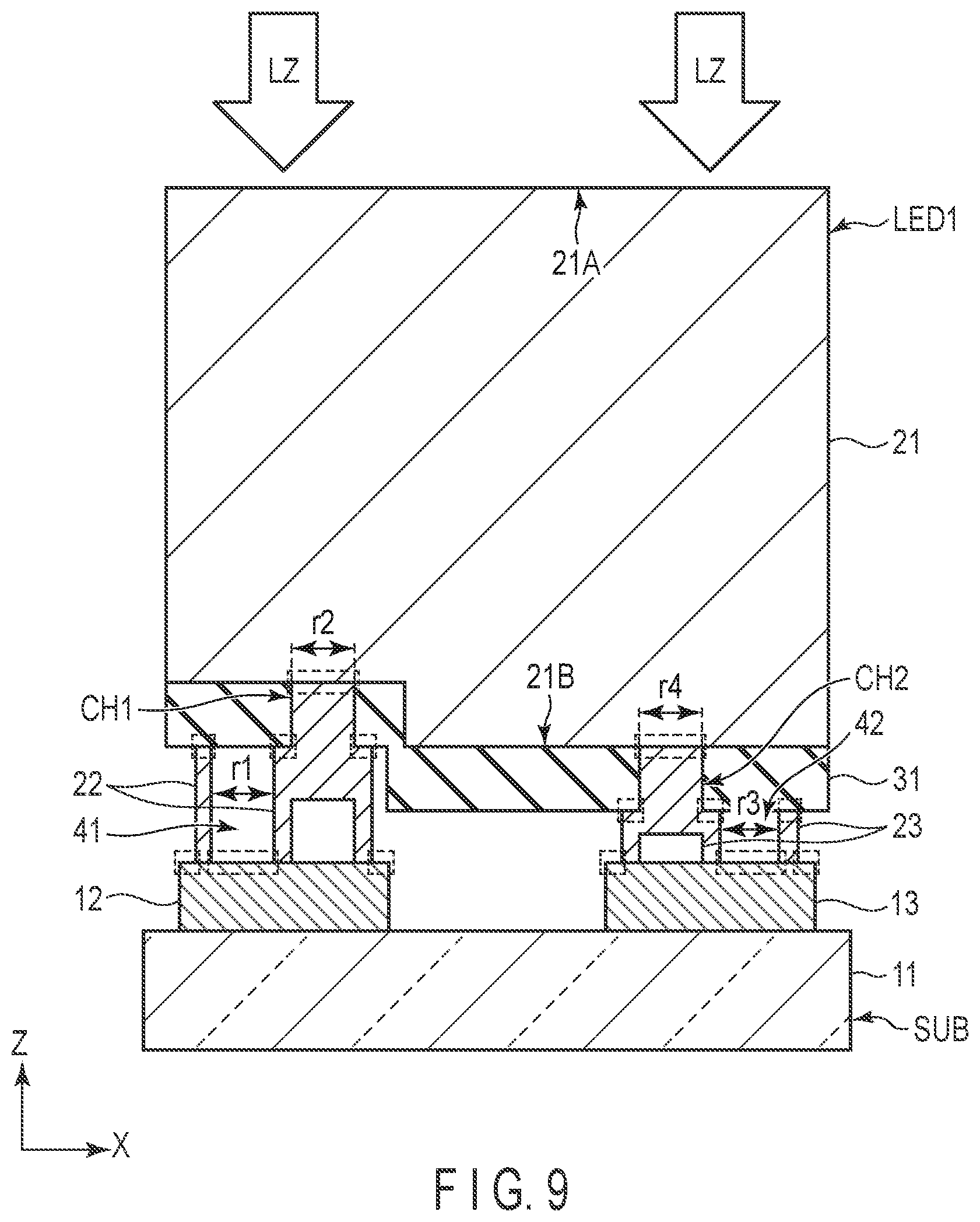 Patent US12107189 Figure 9 – Light-emitting element and electronic device