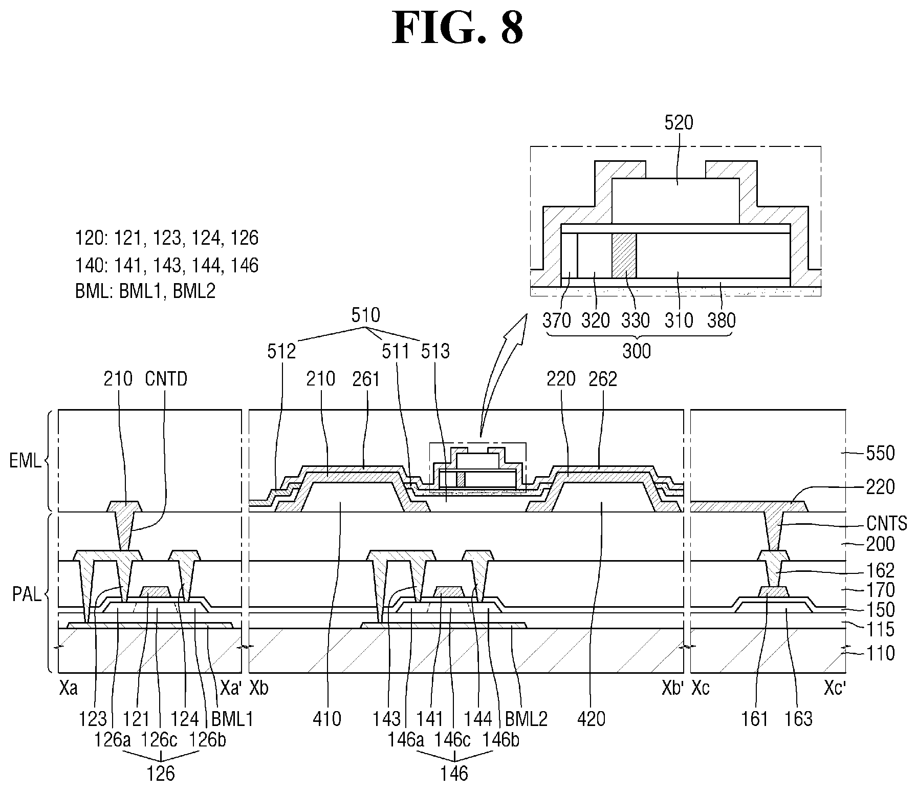Patent US12107191 Figure 8 – Display device and manufacturing method therefor