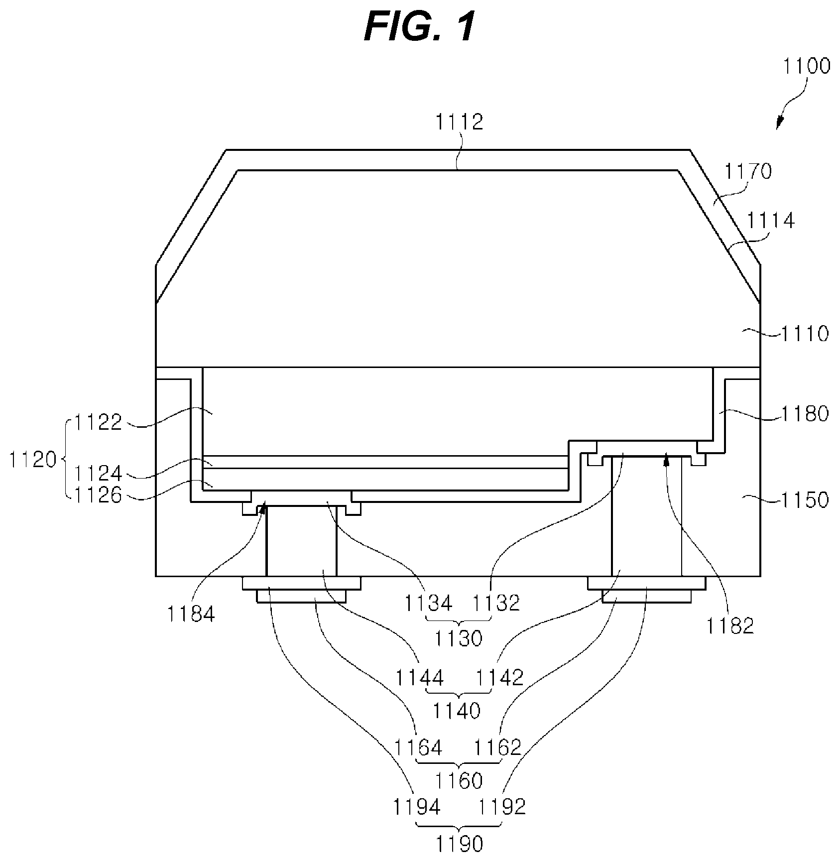 Patent US12107195 Figure 1 – Light emitting diode package and method of manufacturing the same
