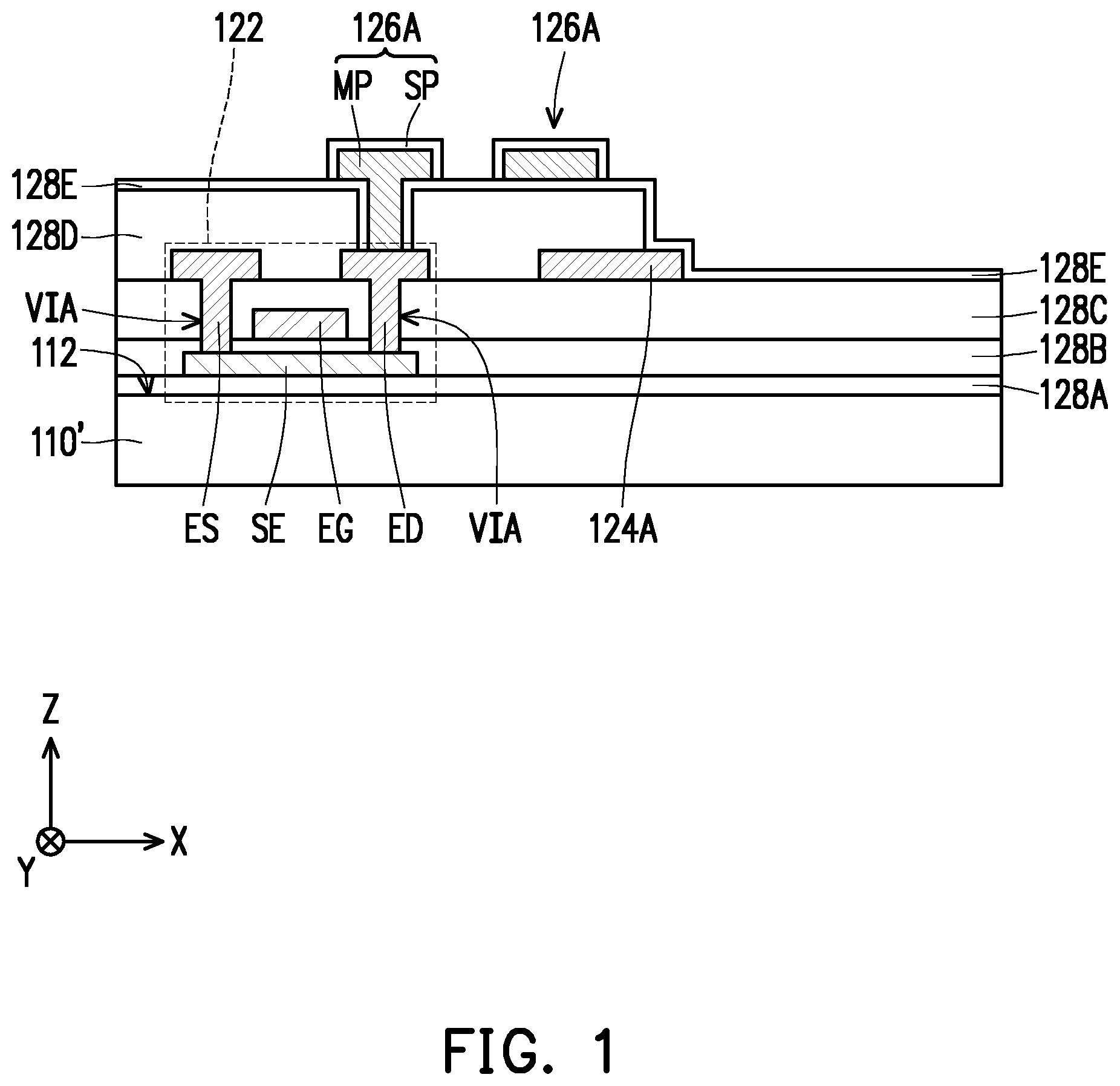 Patent US12107202 Figure 1 – Electronic device and manufacturing method thereof