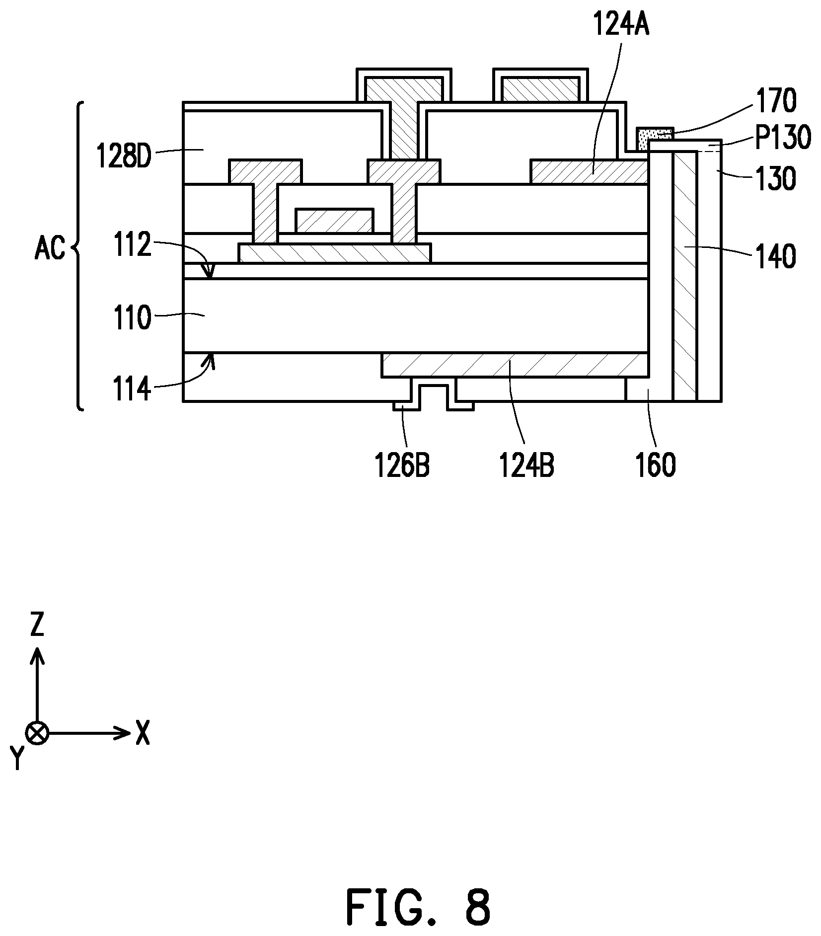 Patent US12107202 Figure 8 – Electronic device and manufacturing method thereof