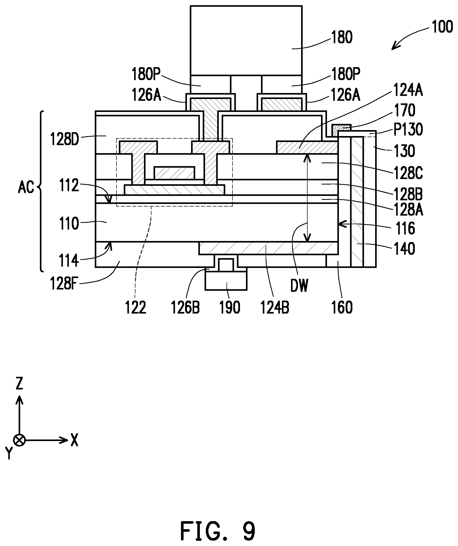 Patent US12107202 Figure 9 – Electronic device and manufacturing method thereof