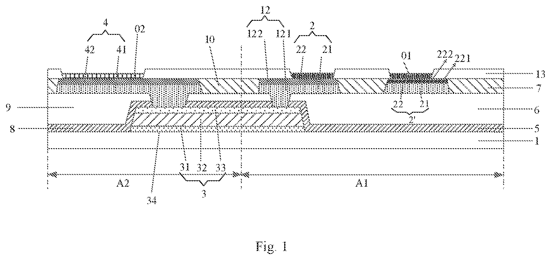 Patent US12107203 Figure 1 – Light-emitting substrate and display device