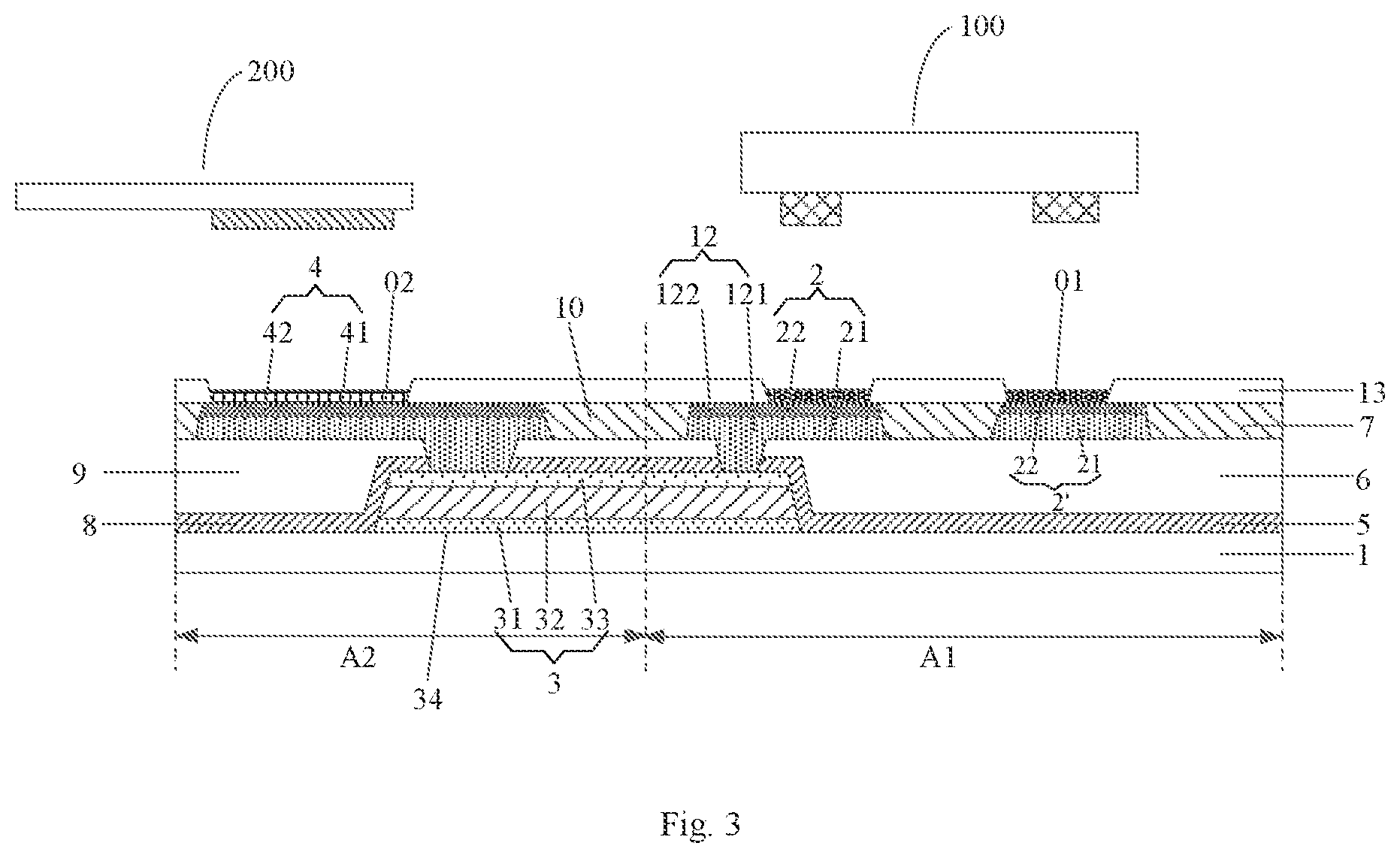 Patent US12107203 Figure 3 – Light-emitting substrate and display device