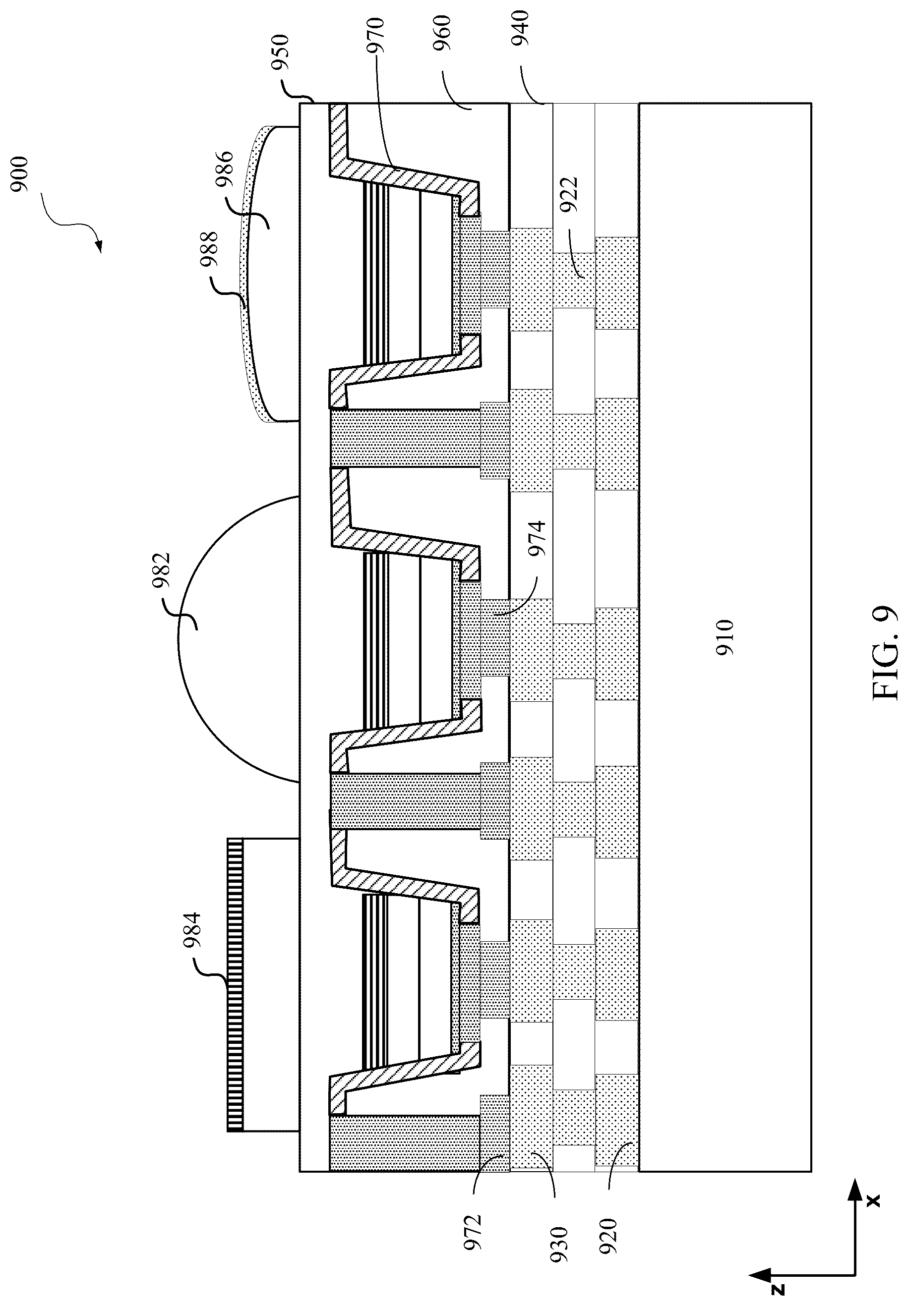 Patent US12107204 Figure 9 – Small-pitch micro-LEDs